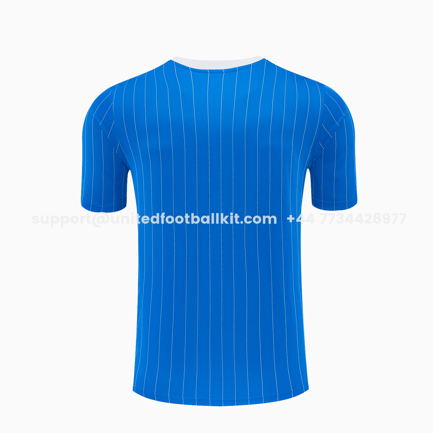 Unitedfootballkit.com | Real Madrid 25-26 Retro Style Short-Sleeve Training Set - Blue With White Stripes Top & Pants -Customize Name, Number and Patch | Worldwide Shipping