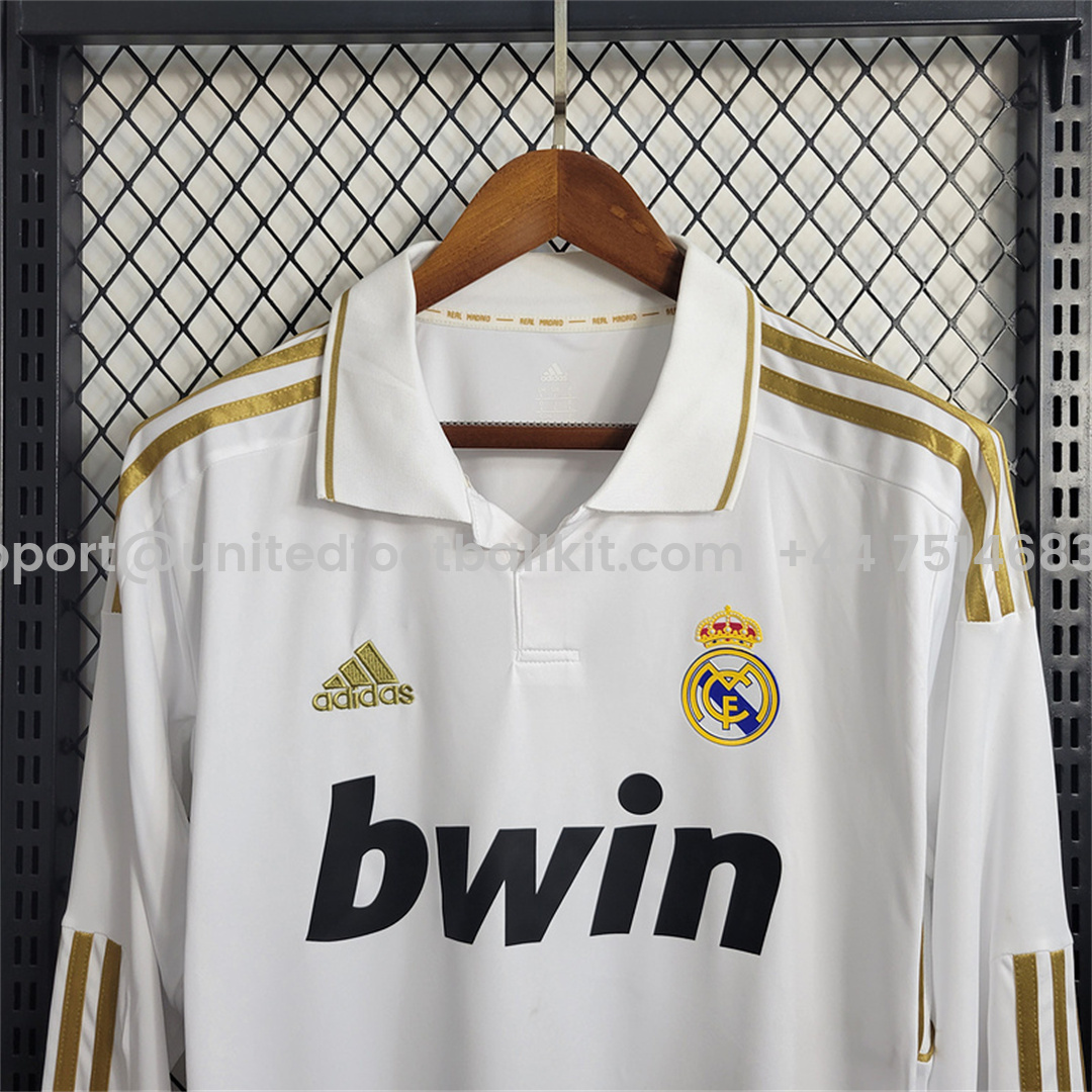 Unitedfootballkit.com | Retro Real Madrid 11-12 Home Long Sleeve Jersey -Customize Name, Number and Patch | Worldwide Shipping
