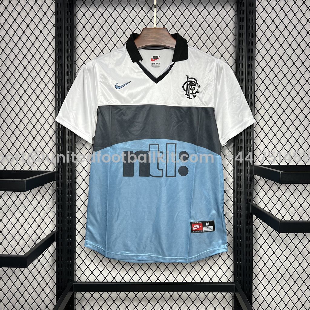 Unitedfootballkit.com | Retro Glasgow Rangers 1999-00 Away Jersey -Customize Name, Number and Patch | Worldwide Shipping
