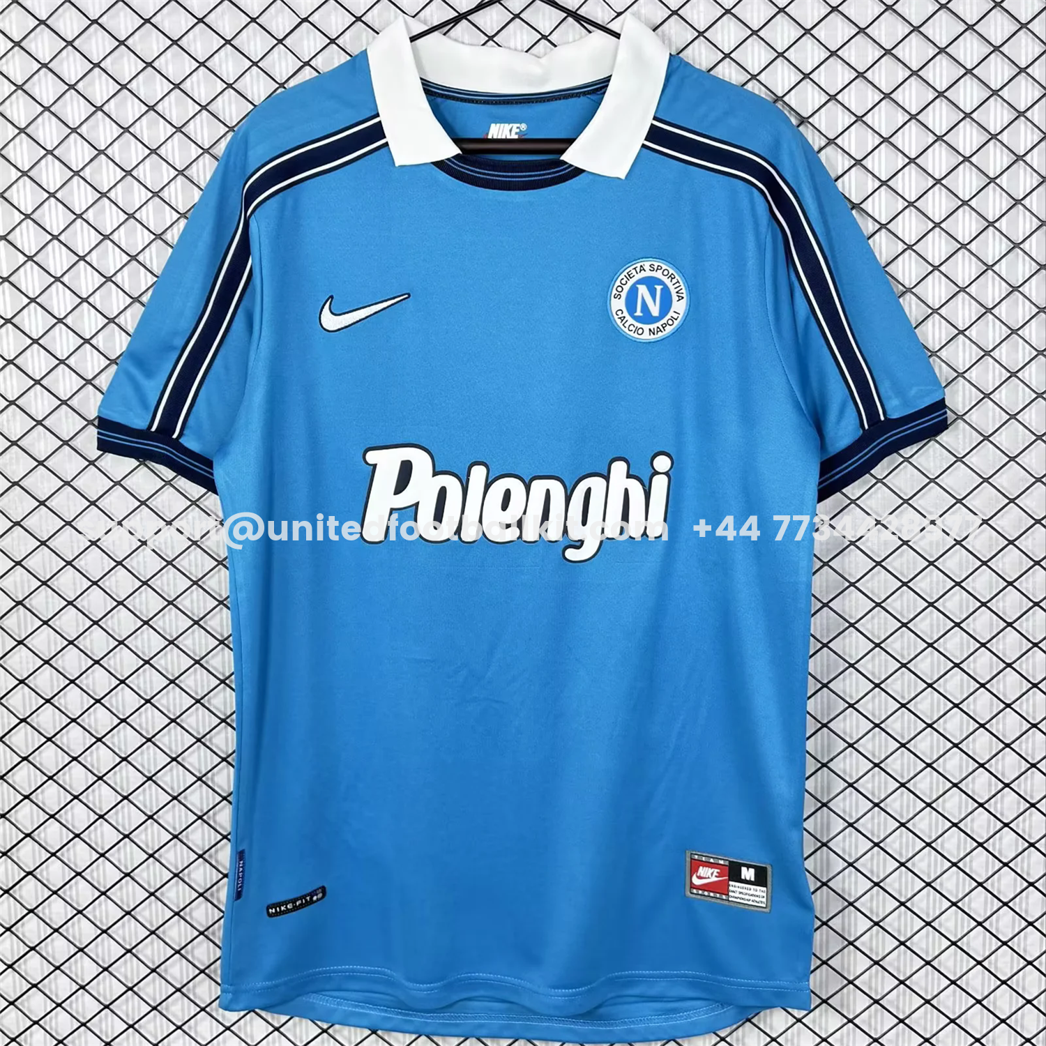 Unitedfootballkit.com | Retro Napoli 1998-99 Home Blue Jersey -Customize Name, Number and Patch | Worldwide Shipping