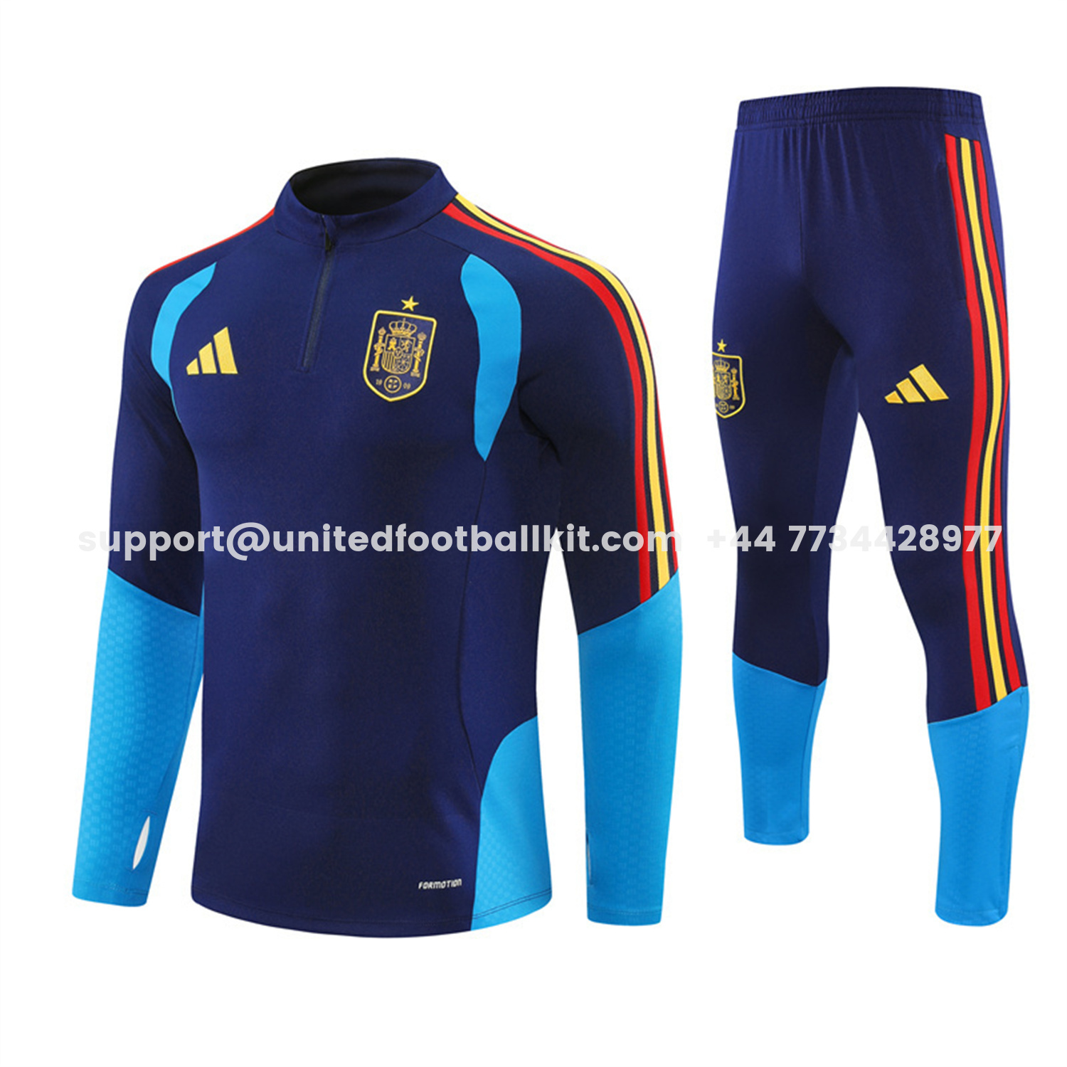 Unitedfootballkit.com | Spain 2026 Long Sleeve Training Set - Royal Blue Top & Pants -Customize Name, Number and Patch | Worldwide Shipping