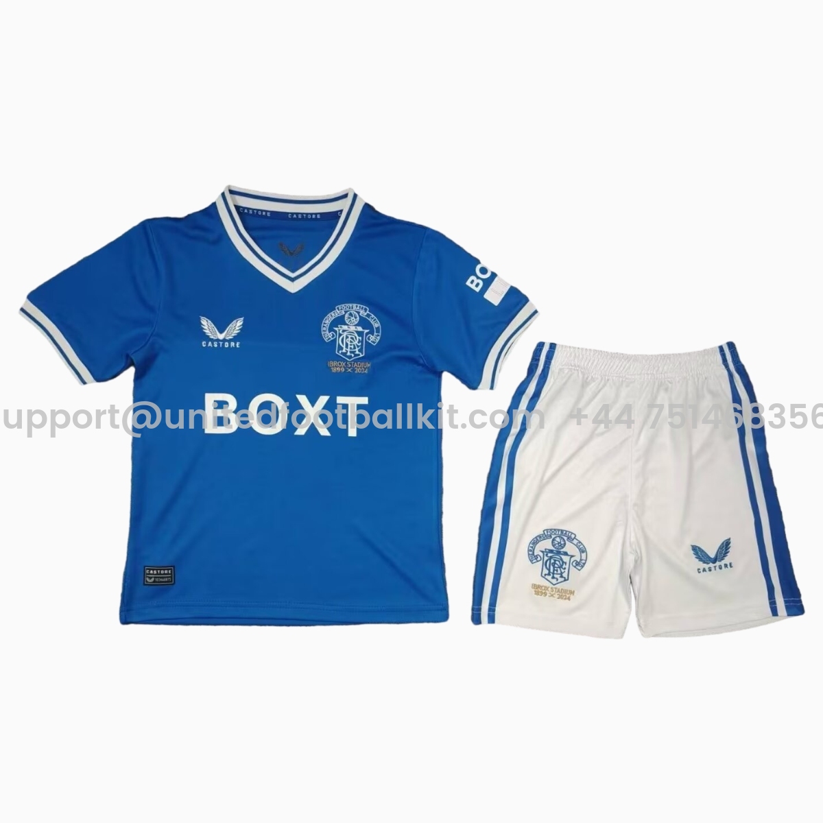 Unitedfootballkit.com | Glasgow Rangers 24-25 125-Years Heritage Kids Kit -Customize Name, Number and Patch | Worldwide Shipping