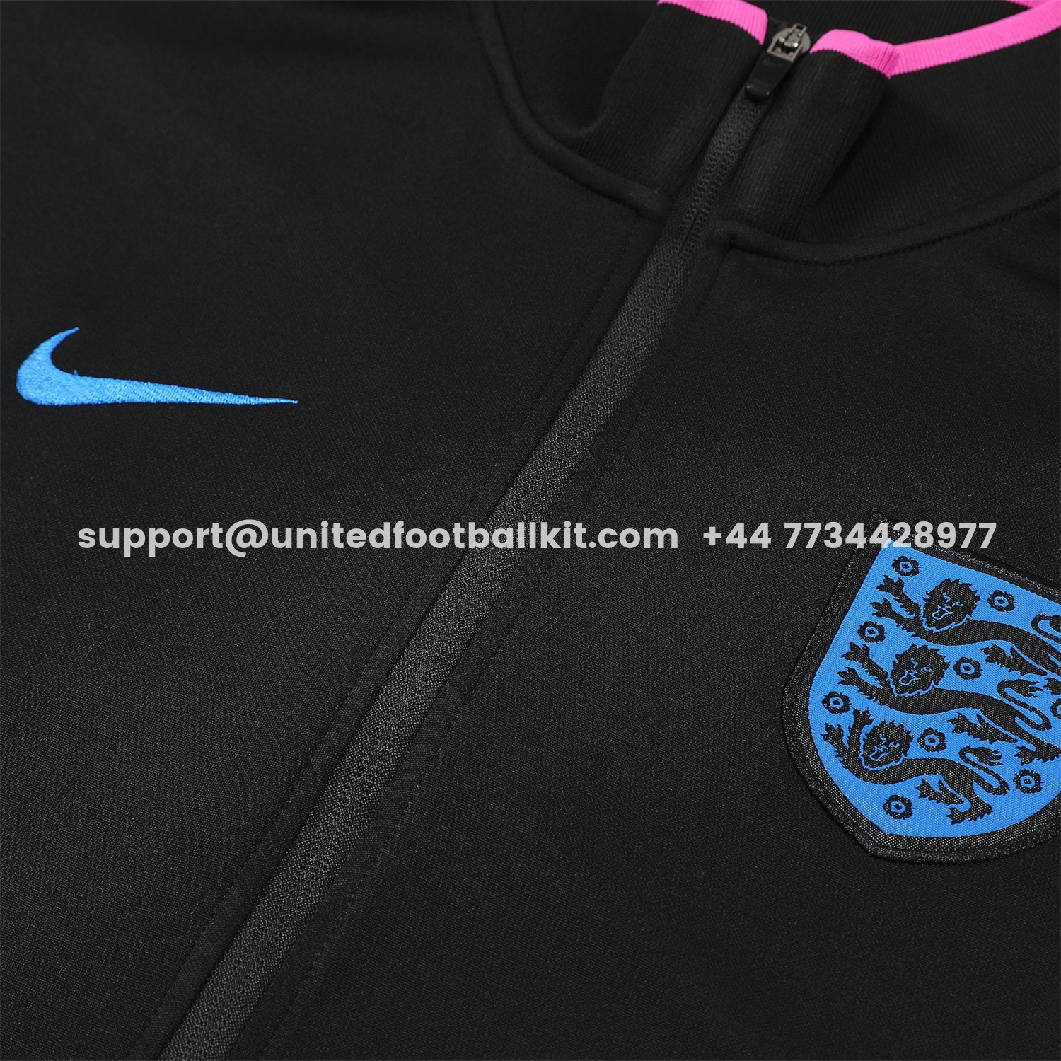 Unitedfootballkit.com | England 2026 Jacket Training Tracksuit - Black Top and Black Pants -Customize Name, Number and Patch | Worldwide Shipping
