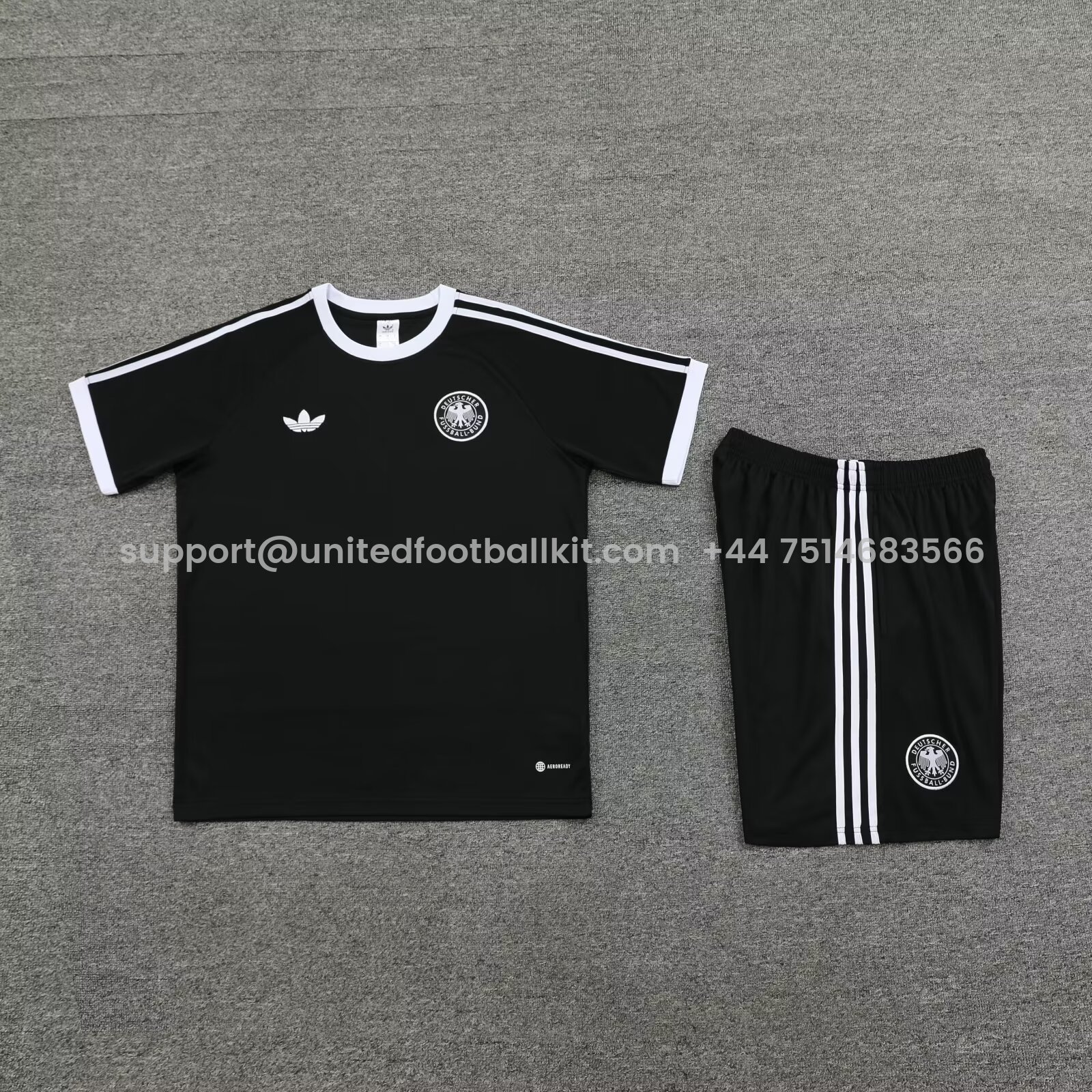 Unitedfootballkit.com | Germany 2024 Originals 3-Stripes Short-Sleeve Training Set - Black -Customize Name, Number and Patch | Worldwide Shipping