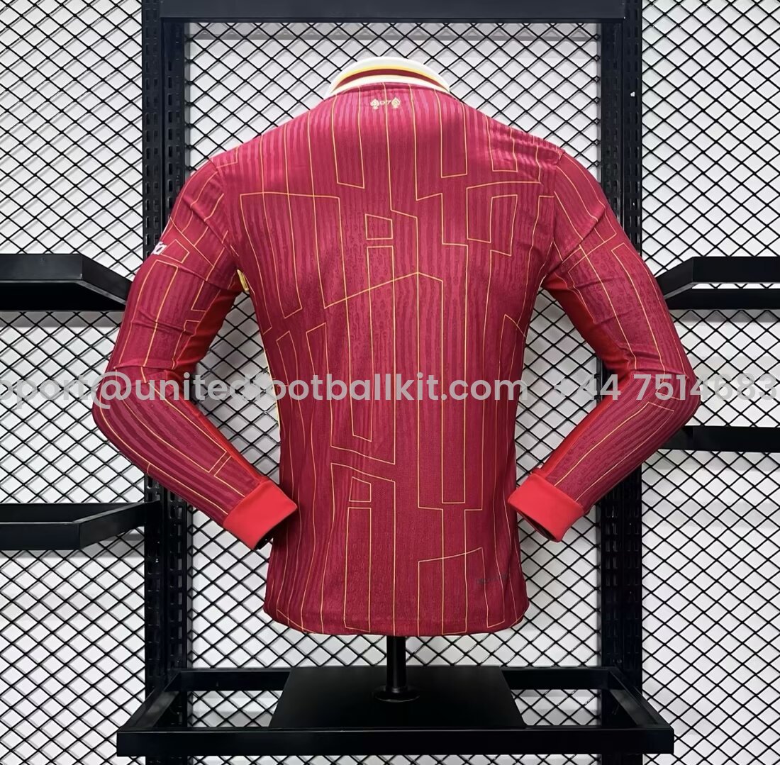 Unitedfootballkit.com | Liver.pool 24-25 Home Long Sleeve Jersey - Player Version -Customize Name, Number and Patch | Worldwide Shipping