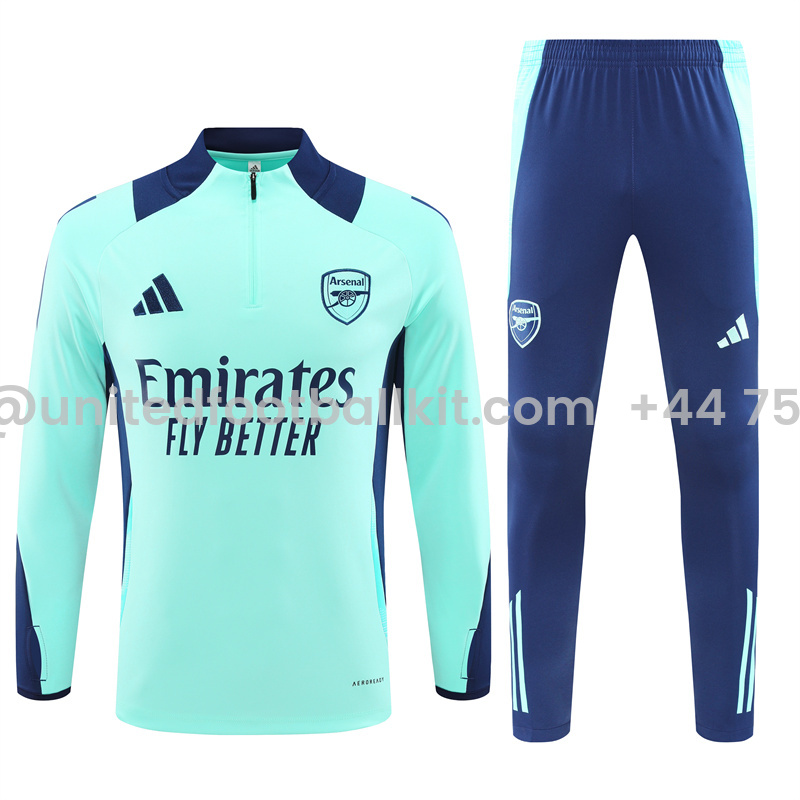 Unitedfootballkit.com | Arsenal 24-25 Long Sleeve Training Set - Lake Blue -Customize Name, Number and Patch | Worldwide Shipping