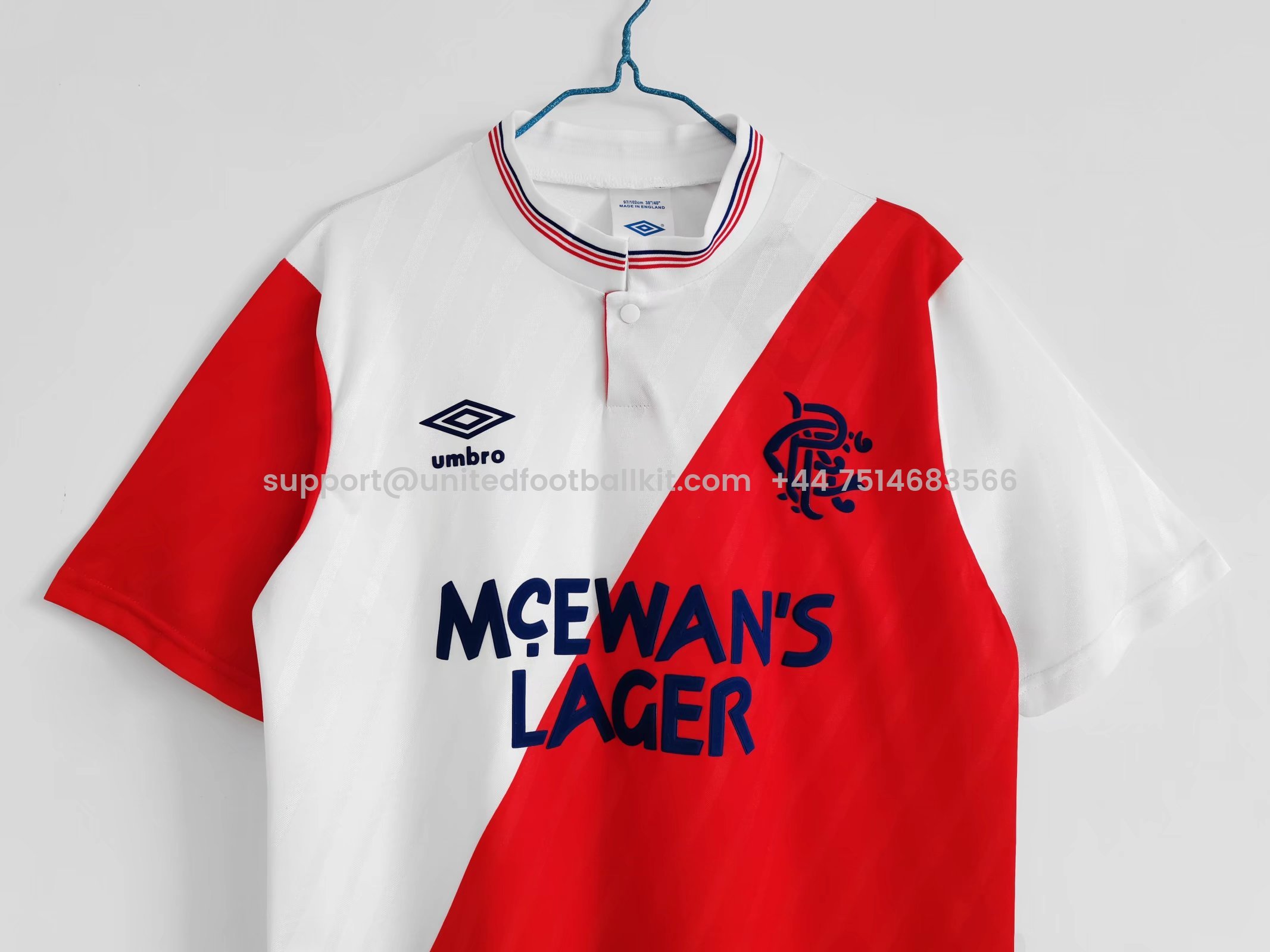 Unitedfootballkit.com | Retro Glasgow Rangers 1987-88 Away Stadium Jersey -Customize Name, Number and Patch | Worldwide Shipping