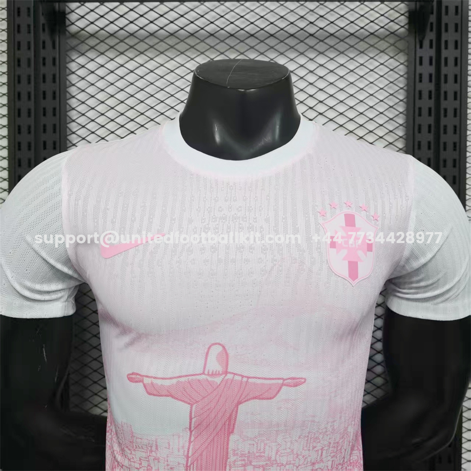 Unitedfootballkit.com | Brazil 25-26 Pink White Jesus Statue Special Jersey - Player Version -Customize Name, Number and Patch | Worldwide Shipping