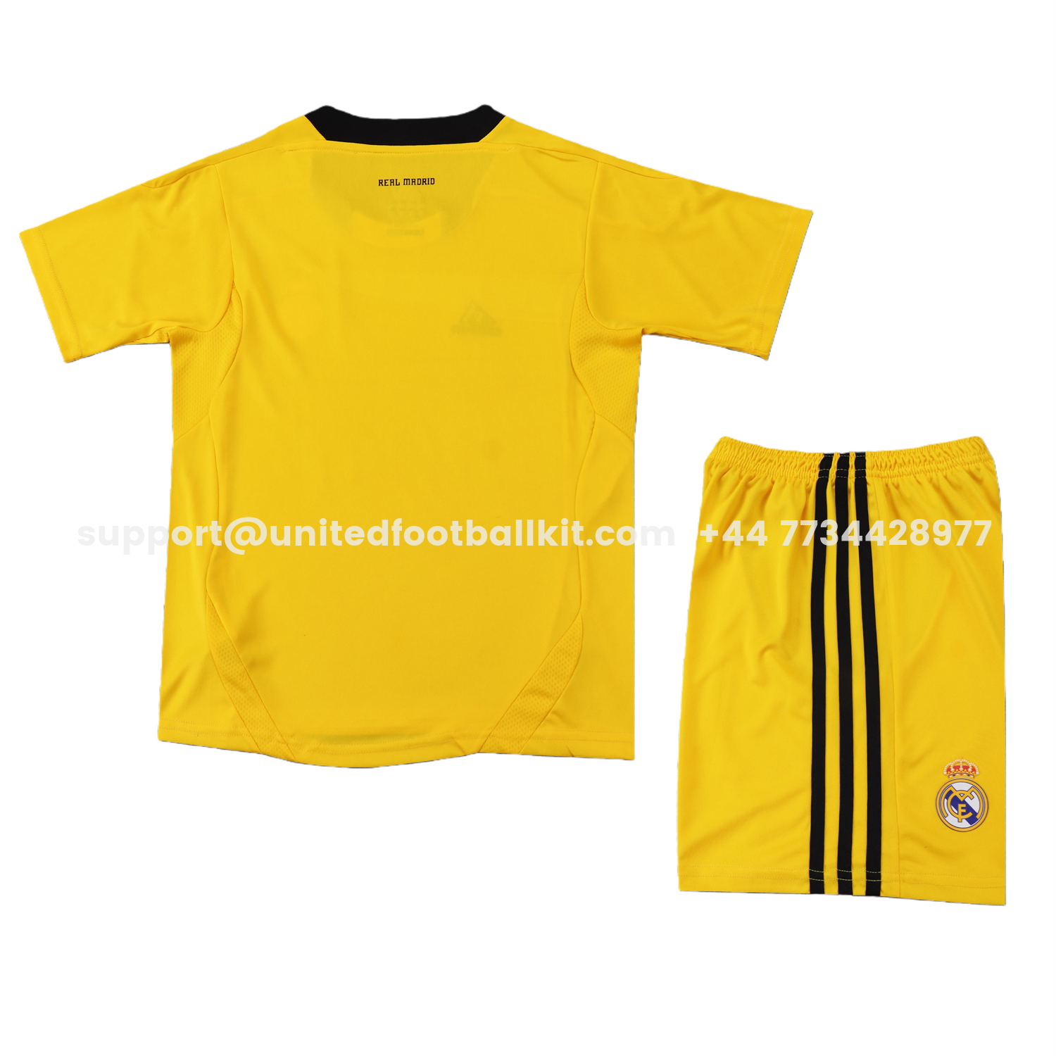 Unitedfootballkit.com | Retro Real Madrid 2011-12 Yellow Goalkeeper Kids Kit -Customize Name, Number and Patch | Worldwide Shipping