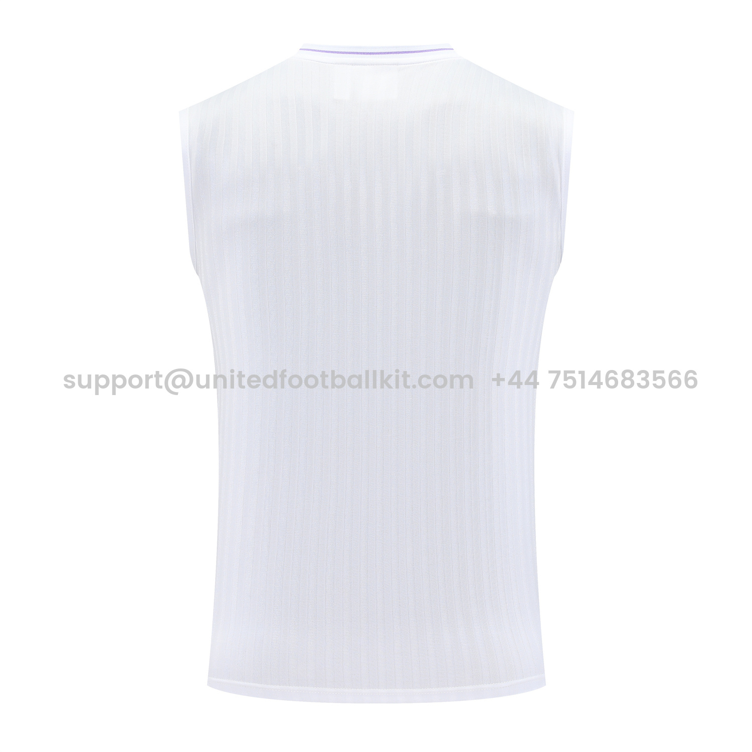 Unitedfootballkit.com | Real Madrid 25-26 Vest Training Set - Pure White Vest & Purple Shorts -Customize Name, Number and Patch | Worldwide Shipping