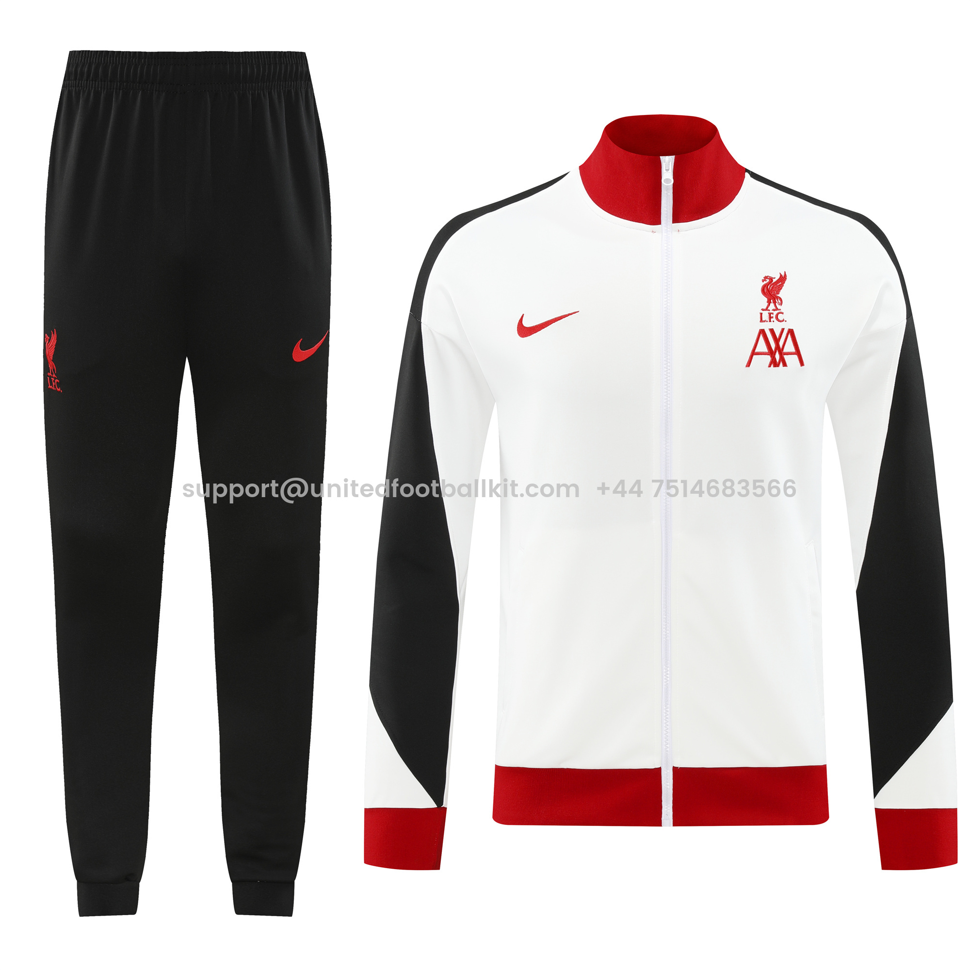 Unitedfootballkit.com | Liver.pool 24-25 Jacket Training Tracksuit - White -Customize Name, Number and Patch | Worldwide Shipping