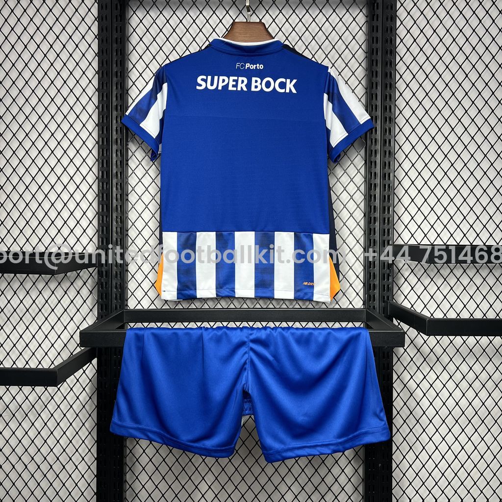 Unitedfootballkit.com | Porto 24-25 Home Stadium Kids Kit -Customize Name, Number and Patch | Worldwide Shipping