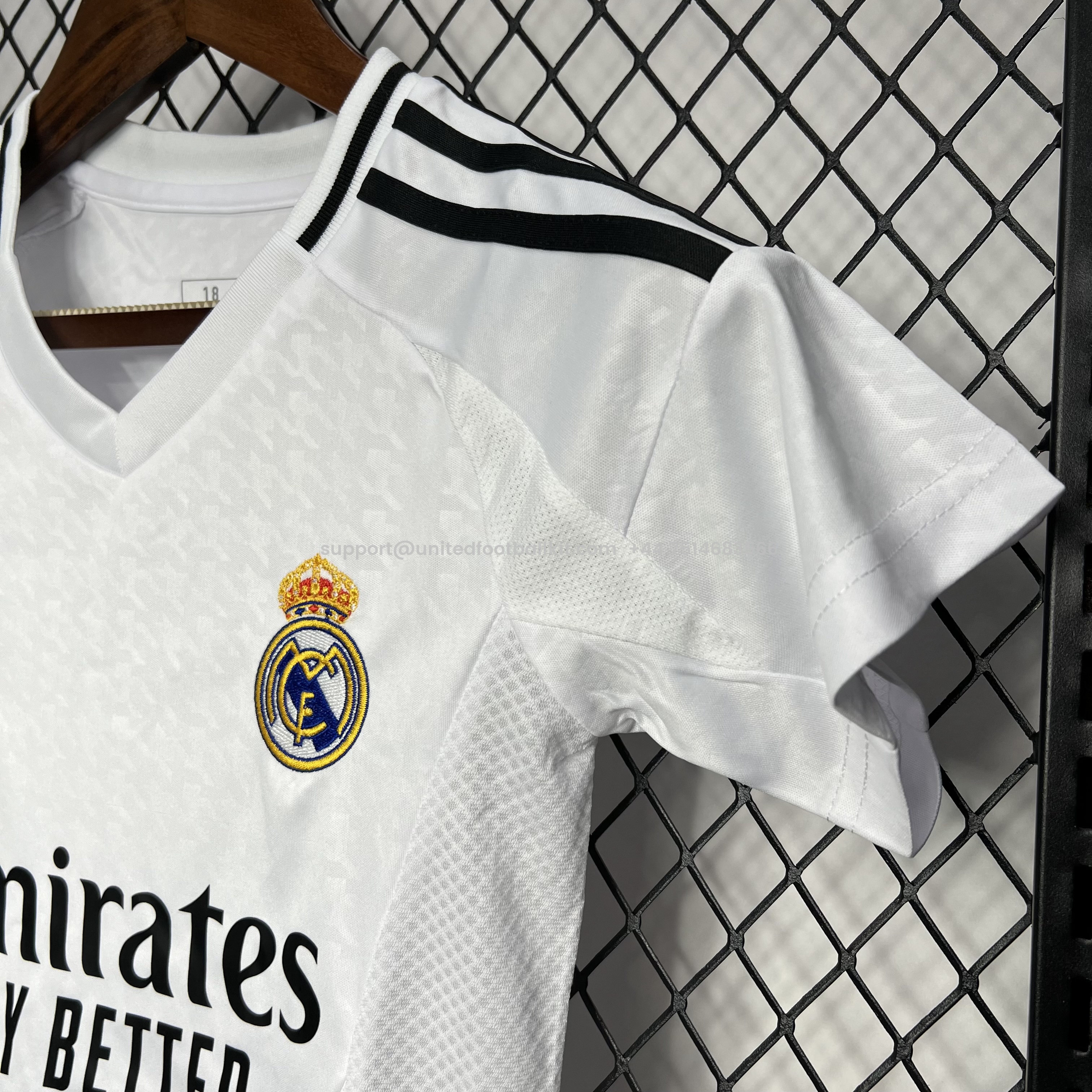 Unitedfootballkit.com | Real Madrid 24-25 Home Stadium Kids Kit -Customize Name, Number and Patch | Worldwide Shipping