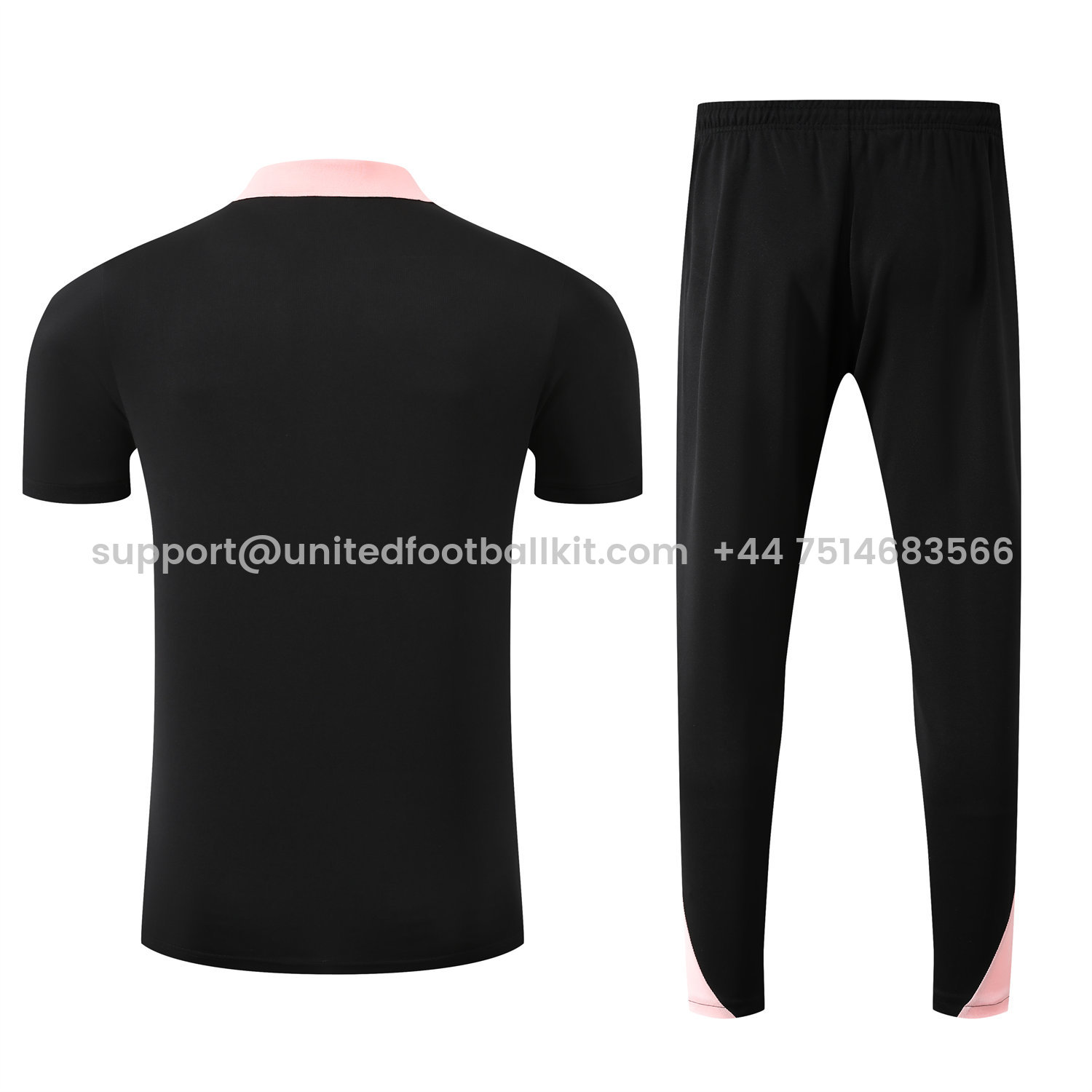 Unitedfootballkit.com | Paris Saint-Germain PSG 25-26 POLO Short-Sleeve Training Set - Black Top and Pants -Customize Name, Number and Patch | Worldwide Shipping