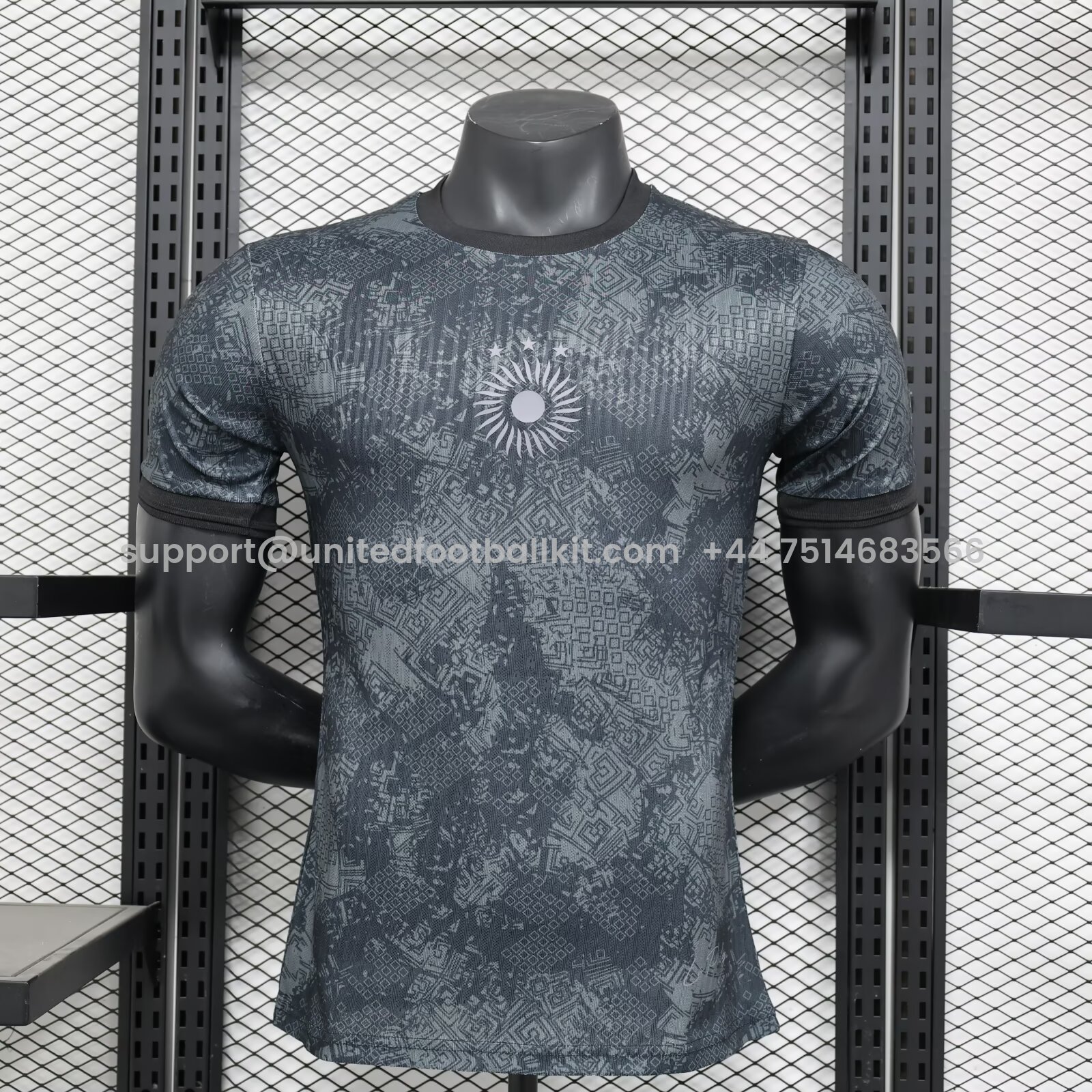 Unitedfootballkit.com | Argentina 2024-25 COMMA Messi Black Jersey - Black Version -Customize Name, Number and Patch | Worldwide Shipping