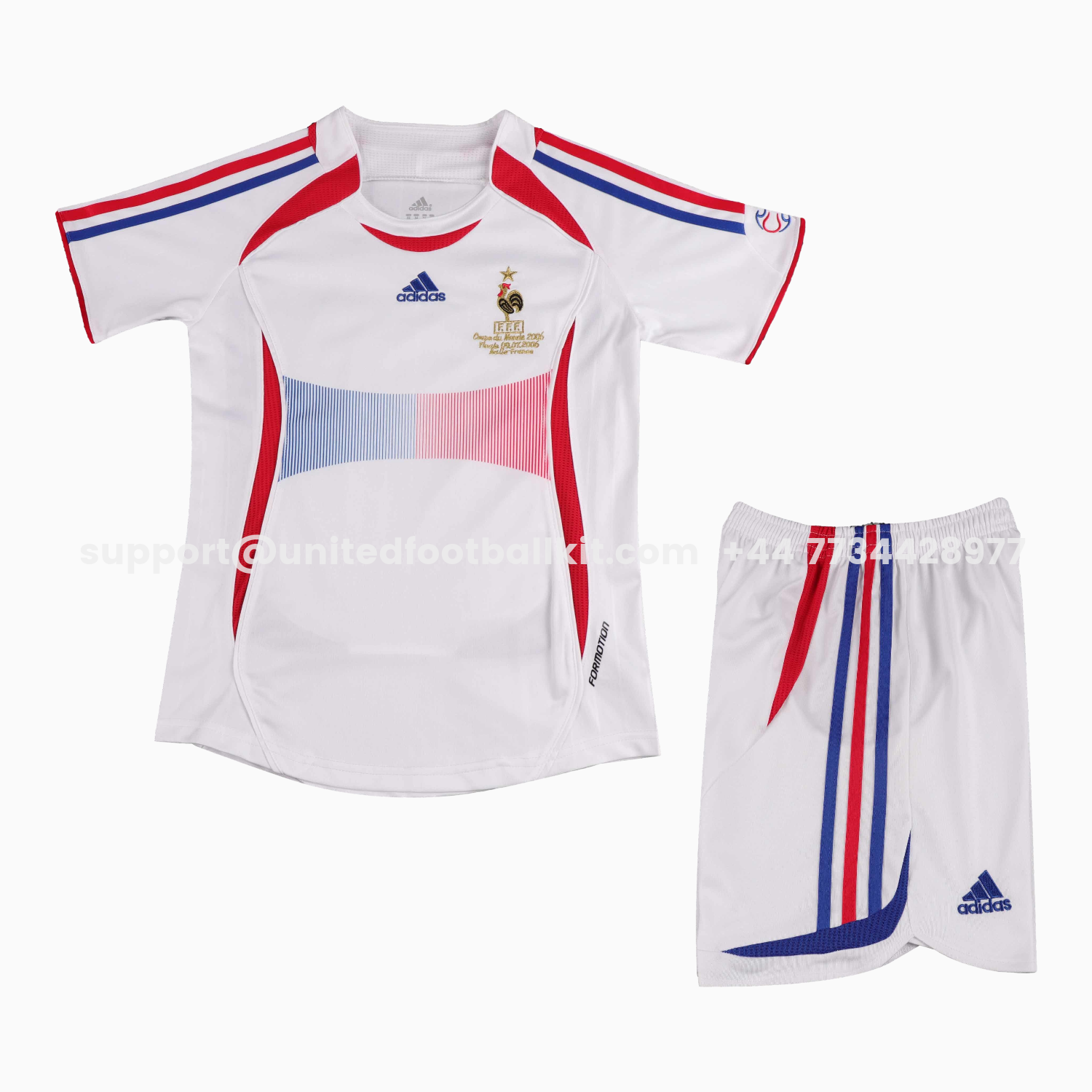 Unitedfootballkit.com | Retro France 2006 Away Kids Kit -Customize Name, Number and Patch | Worldwide Shipping