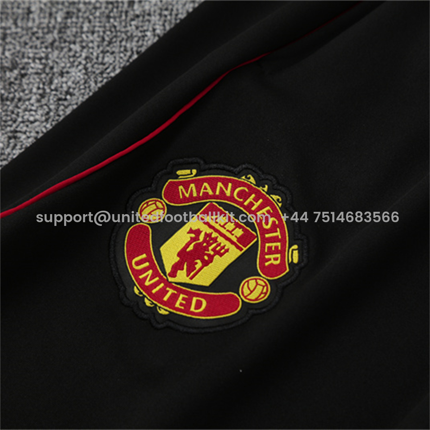Unitedfootballkit.com | Manchester United 25-26 Long Sleeves Training Set - Red Top & Black Pants -Customize Name, Number and Patch | Worldwide Shipping