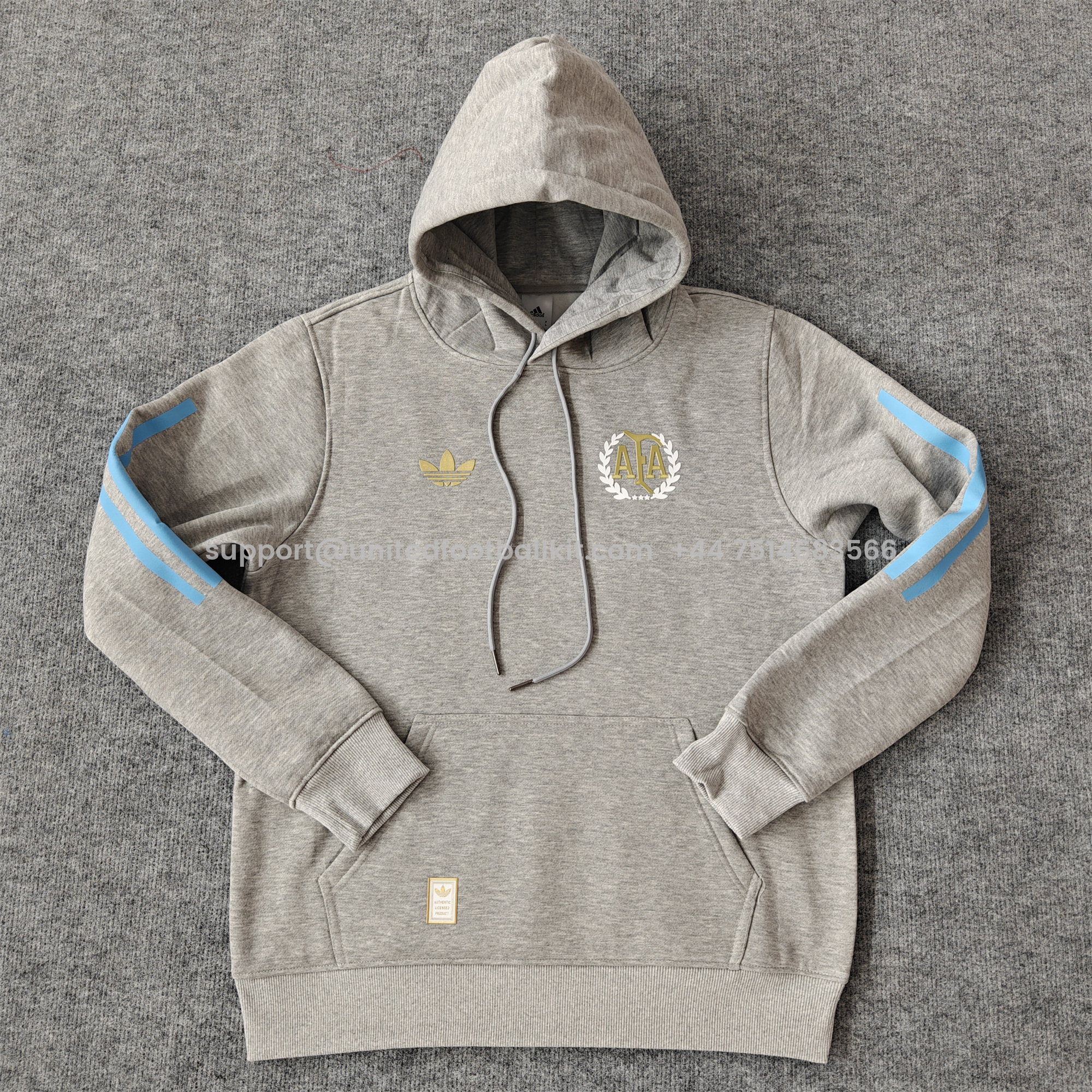 Unitedfootballkit.com | Argentina 24-25 Adi 50 Years Anniversary Hoodie - Grey -Customize Name, Number and Patch | Worldwide Shipping