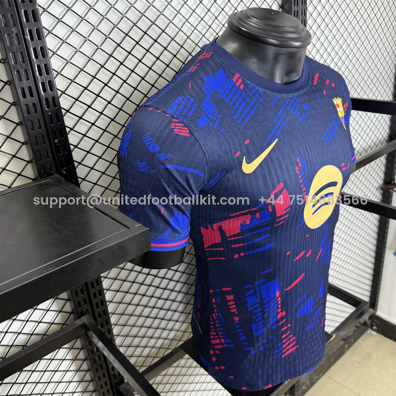 Unitedfootballkit.com | Barcelona 25-26 Red and Blue Graffiti Deep Blue Jersey - Player Version -Customize Name, Number and Patch | Worldwide Shipping