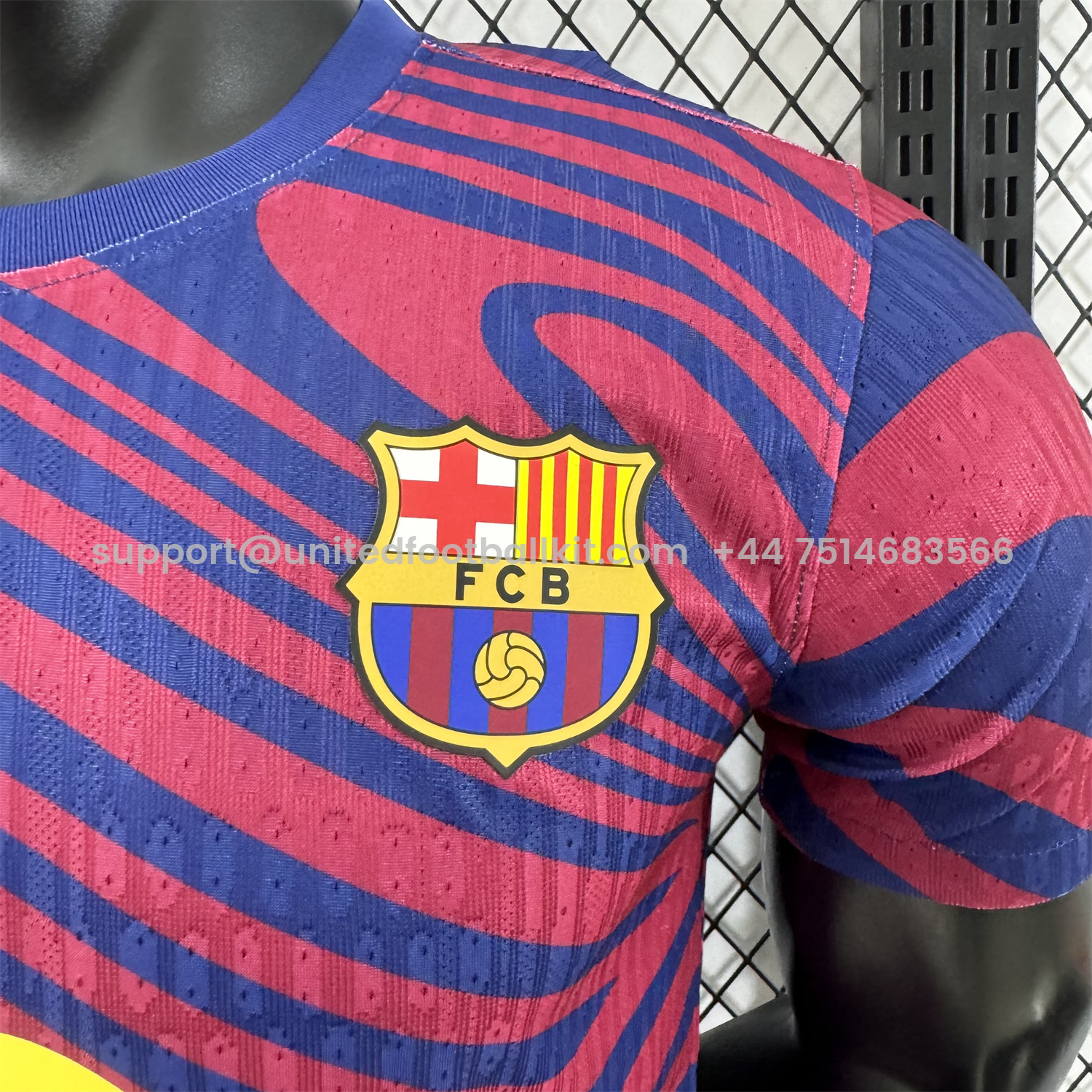 Unitedfootballkit.com | Barcelona 25-26 Red & Blue Contours Special Jersey - Player Version -Customize Name, Number and Patch | Worldwide Shipping