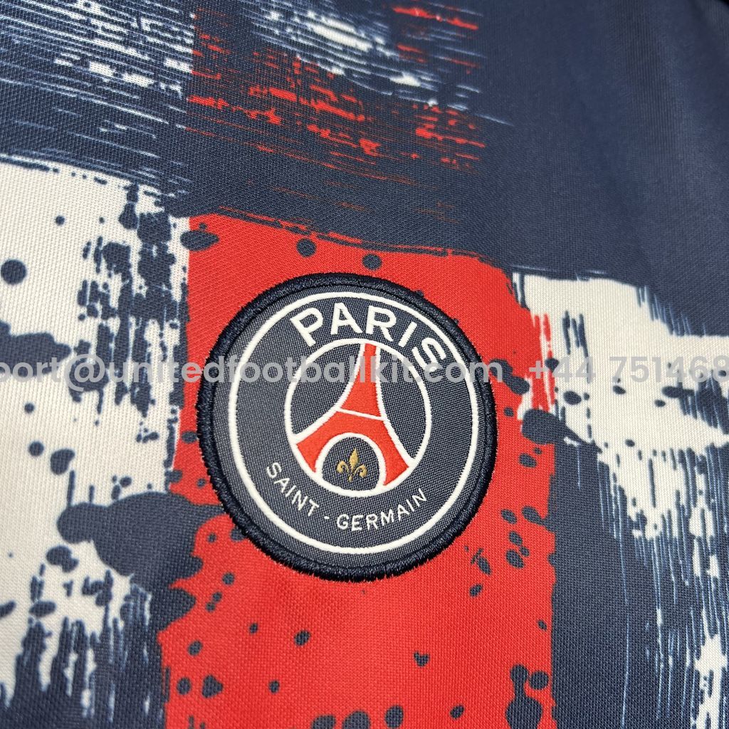 Unitedfootballkit.com | Paris Saint-Germain PSG 24-25 Pre-match Jersey - Fans Version -Customize Name, Number and Patch | Worldwide Shipping