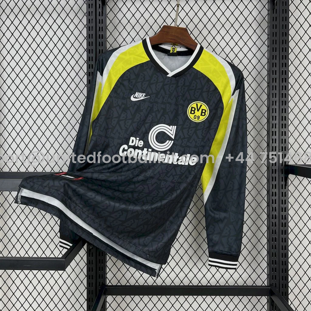 Unitedfootballkit.com | Retro Dortmund 1995-96 Away Long Sleeves Jersey -Customize Name, Number and Patch | Worldwide Shipping