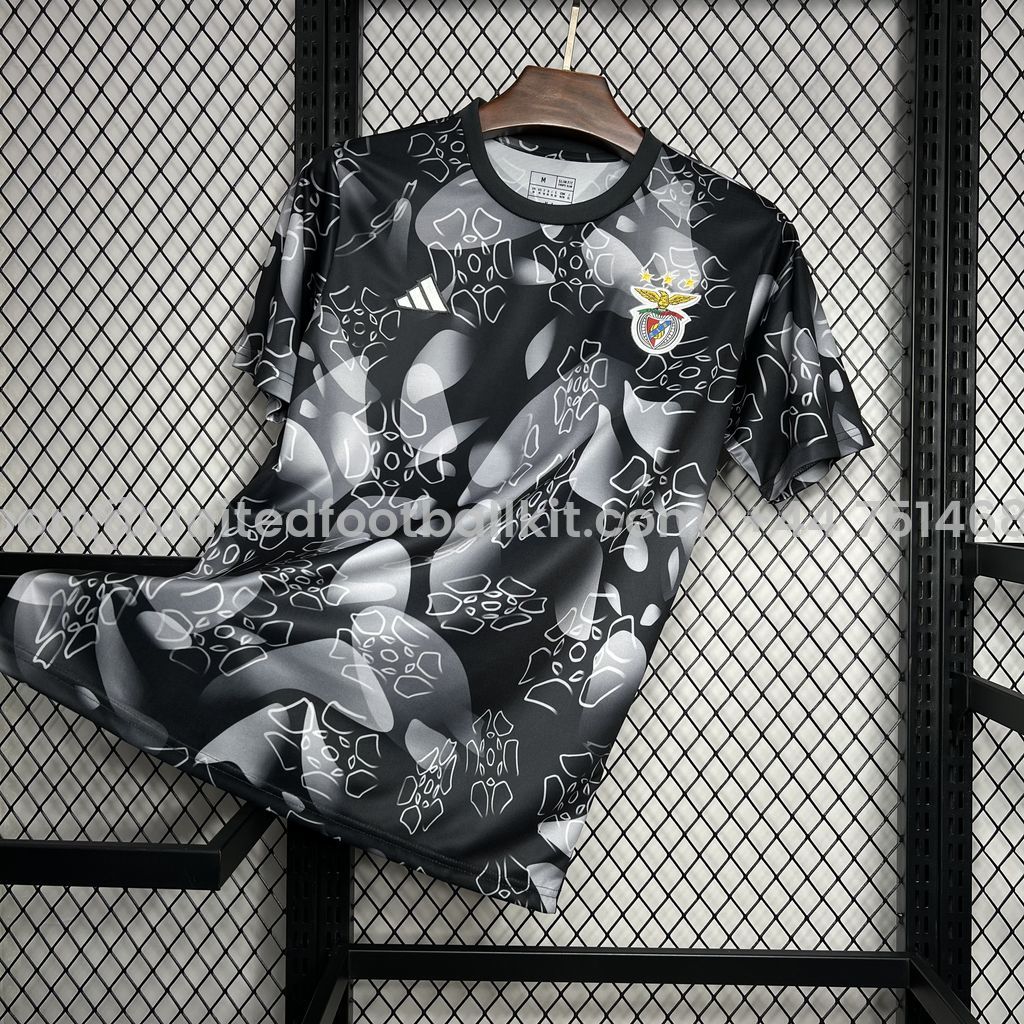 Unitedfootballkit.com | Benfica 24-25 Black Pre-match Training Jersey - Fans Version -Customize Name, Number and Patch | Worldwide Shipping