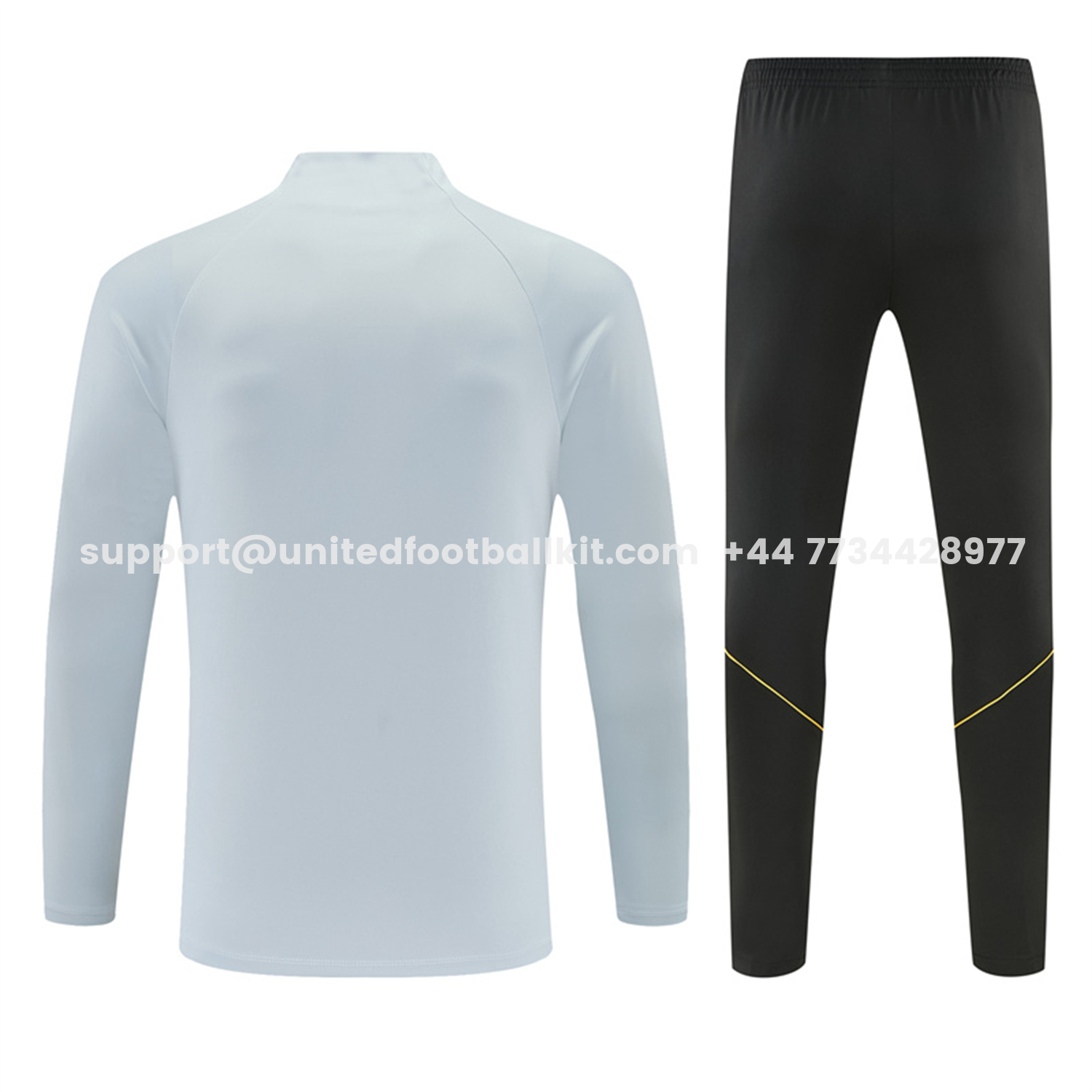 Unitedfootballkit.com | Barcelona 26-27 Kids Long Sleeves Training Set - Light Grey Top & Black Pants -Customize Name, Number and Patch | Worldwide Shipping