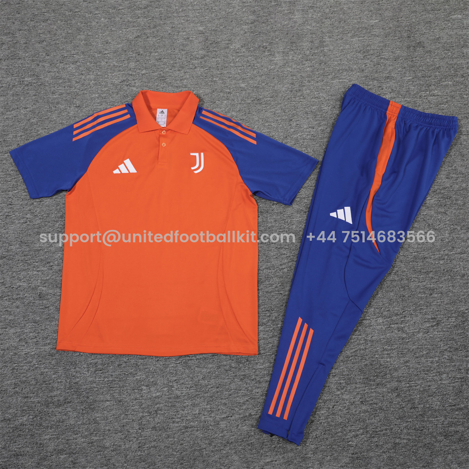 Unitedfootballkit.com | Juventus 25-26 POLO Short-Sleeve Training Set - Orange Top and Blue Pants -Customize Name, Number and Patch | Worldwide Shipping