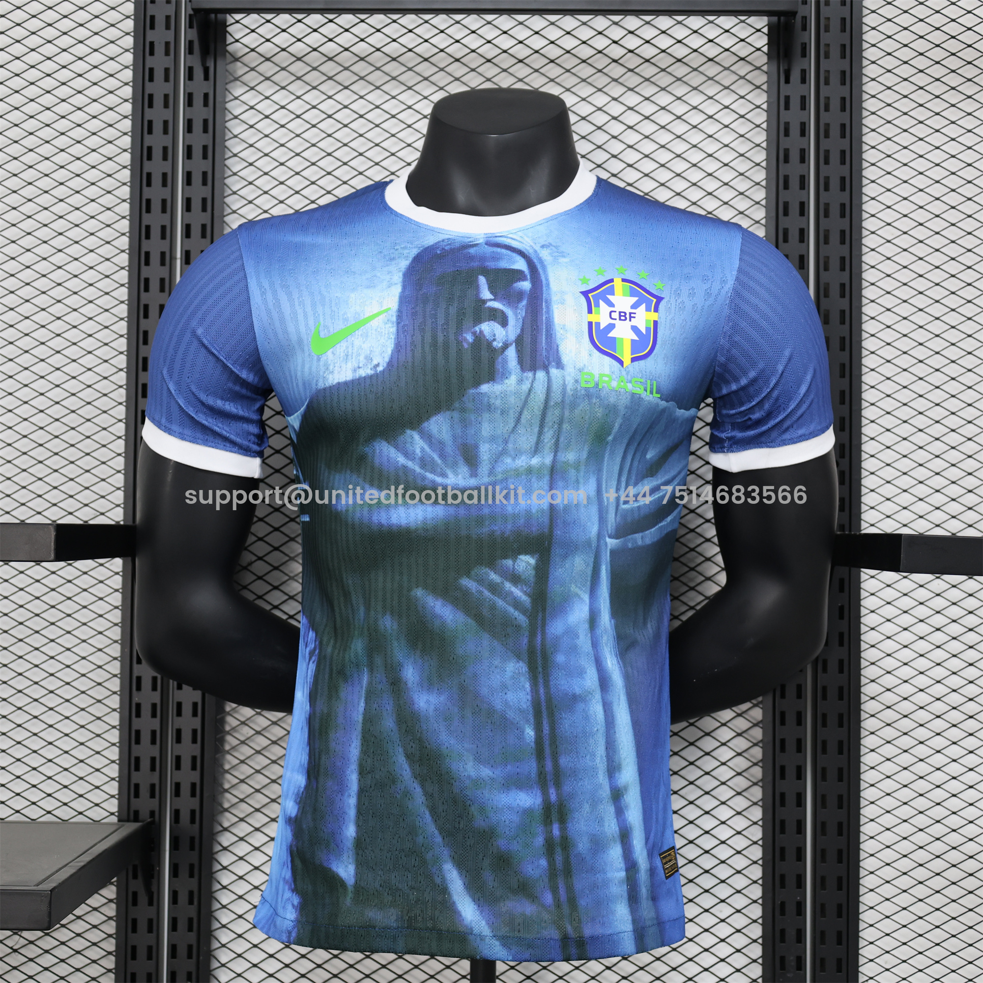Unitedfootballkit.com | Brazil 2024 Blue Christ the Redeemer Statue Jersey - Player Version -Customize Name, Number and Patch | Worldwide Shipping