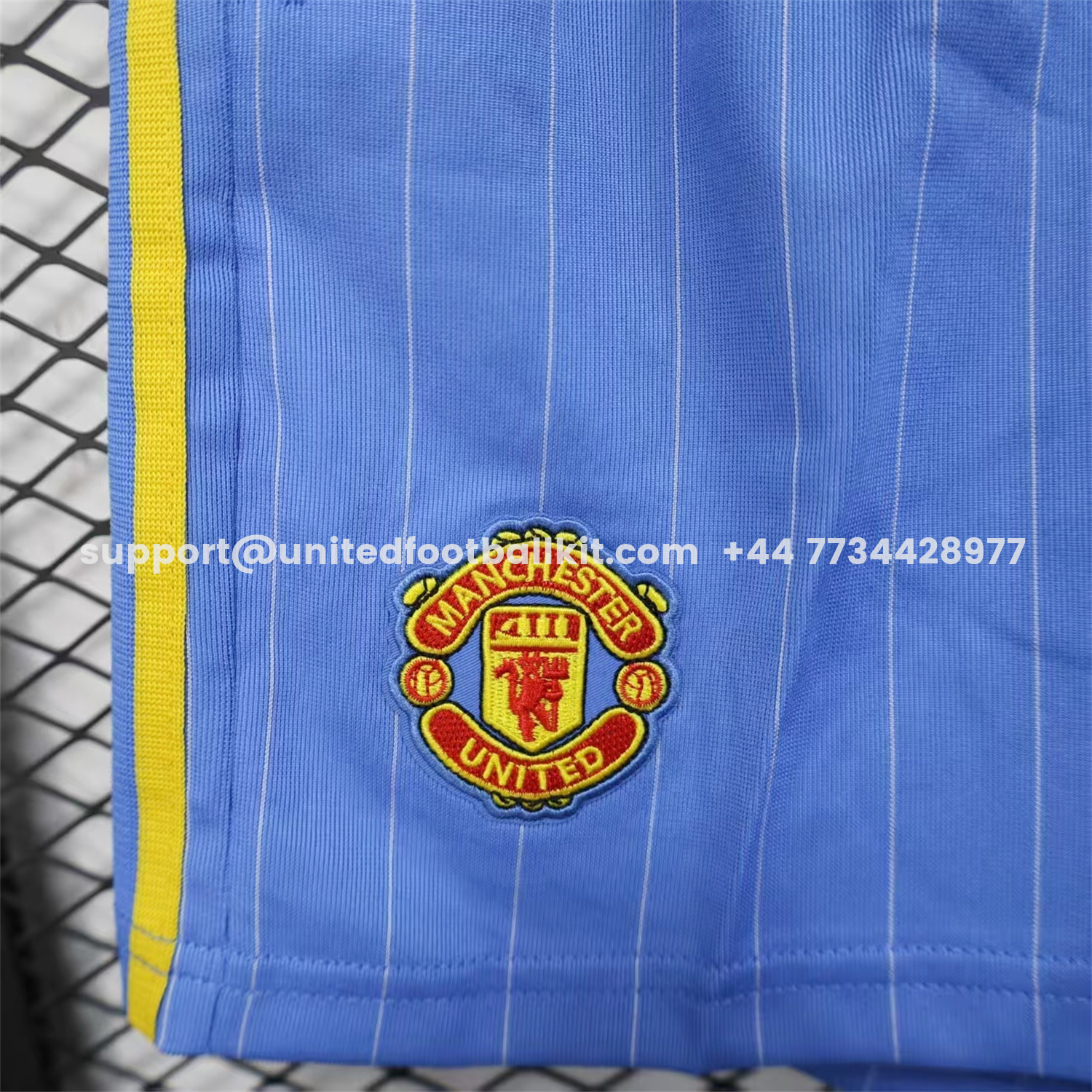 Unitedfootballkit.com | Manchester United 25-26 Trefoil Blue Travel Shorts - Player Version -Customize Name, Number and Patch | Worldwide Shipping