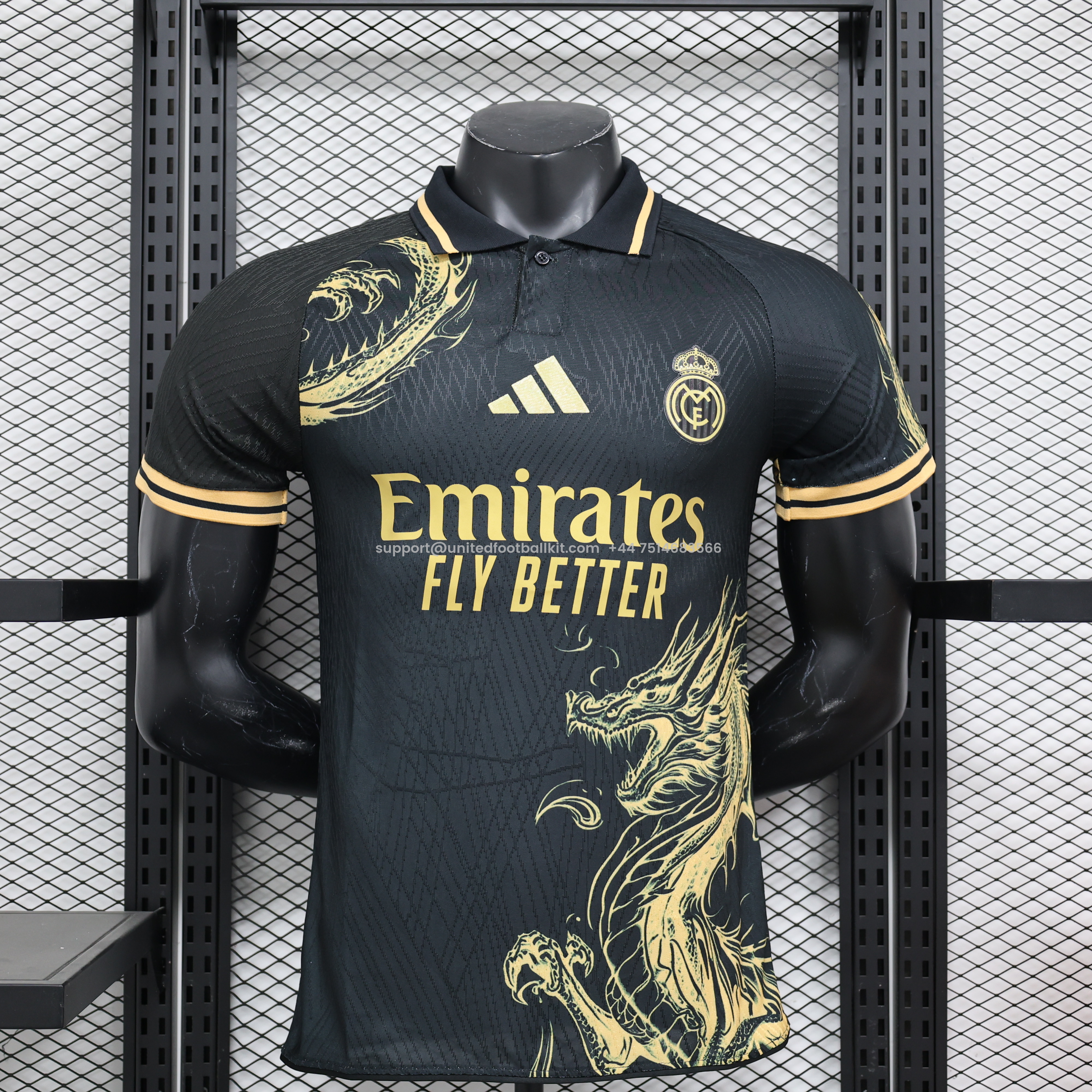 Unitedfootballkit.com | Real Madrid 24-25 Black & Golden Loong Special Edition Jersey - Player Version -Customize Name, Number and Patch | Worldwide Shipping