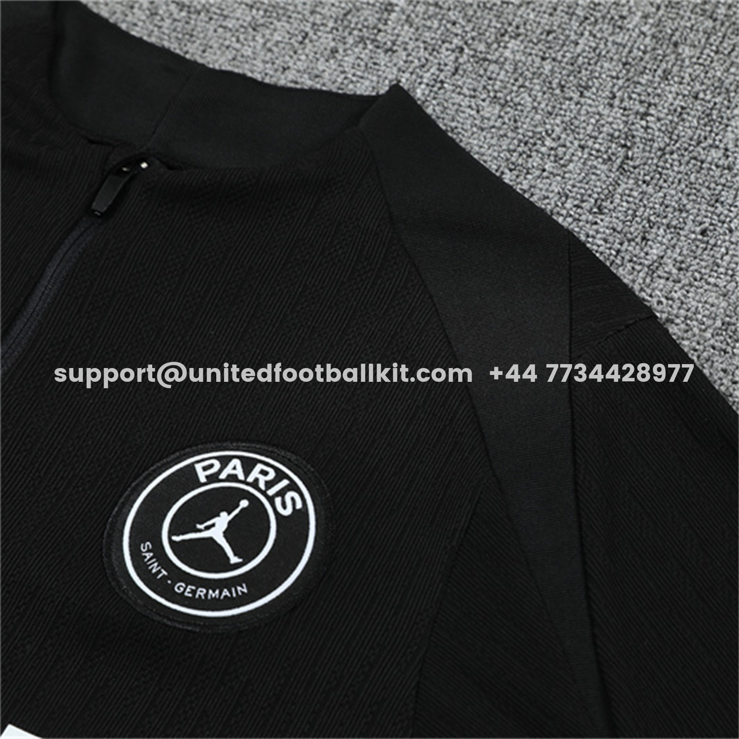 Unitedfootballkit.com | Paris Saint-Germain PSG 25-26 Jordan Kids Long Sleeve Training Set - Pure Black Top & Pants -Customize Name, Number and Patch | Worldwide Shipping