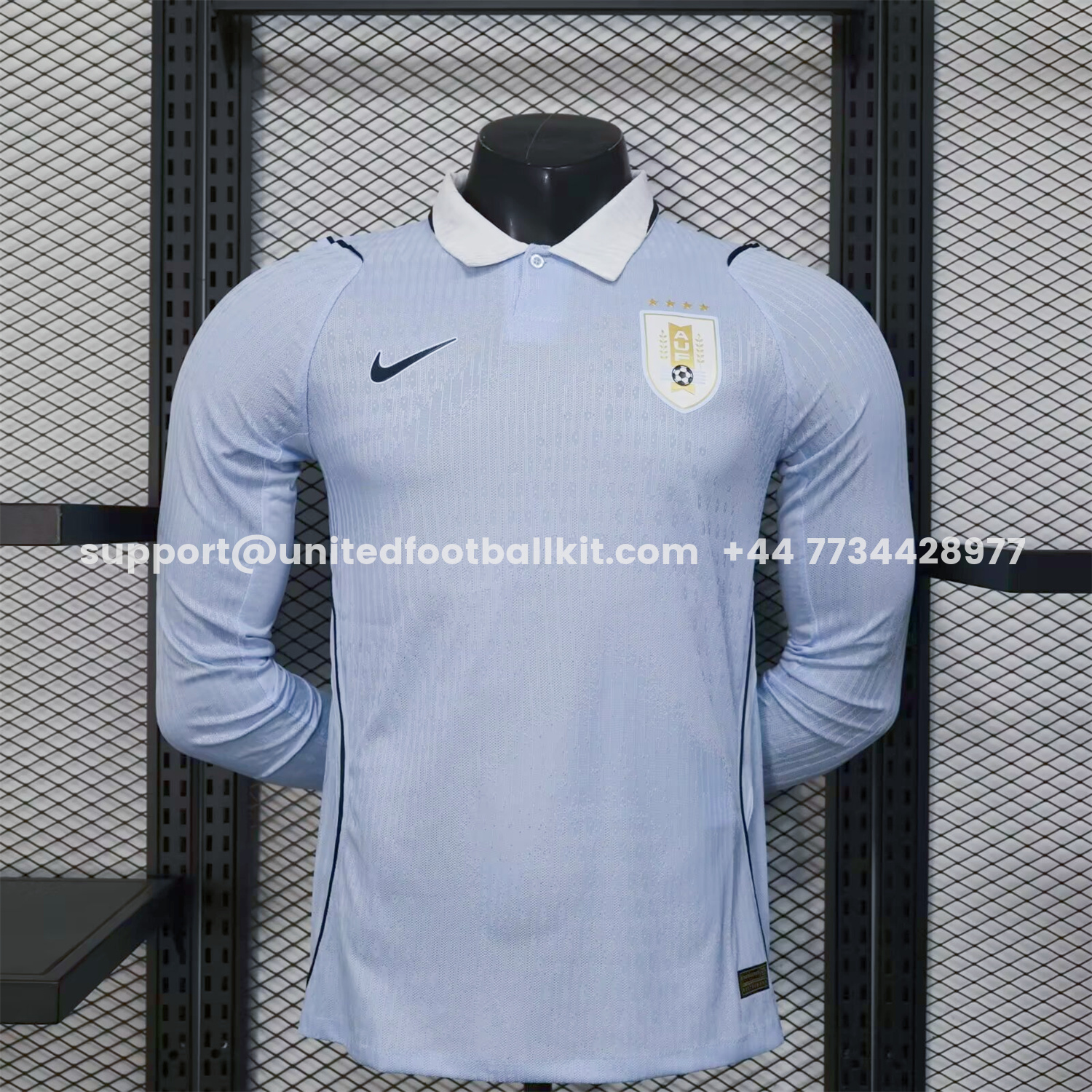 Unitedfootballkit.com | Uruguay 2026 Home Long Sleeves Jersey - Player Version -Customize Name, Number and Patch | Worldwide Shipping