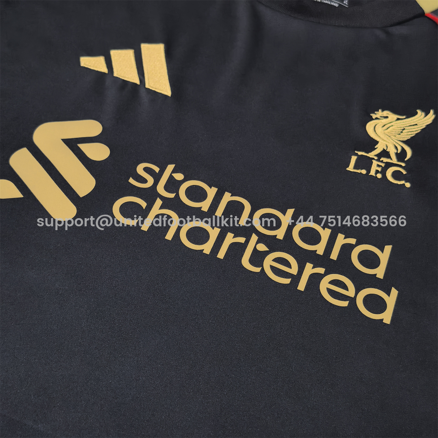 Unitedfootballkit.com | Liver.pool 25-26 Black Gold Special Jersey with Red Lines - Fans Version -Customize Name, Number and Patch | Worldwide Shipping