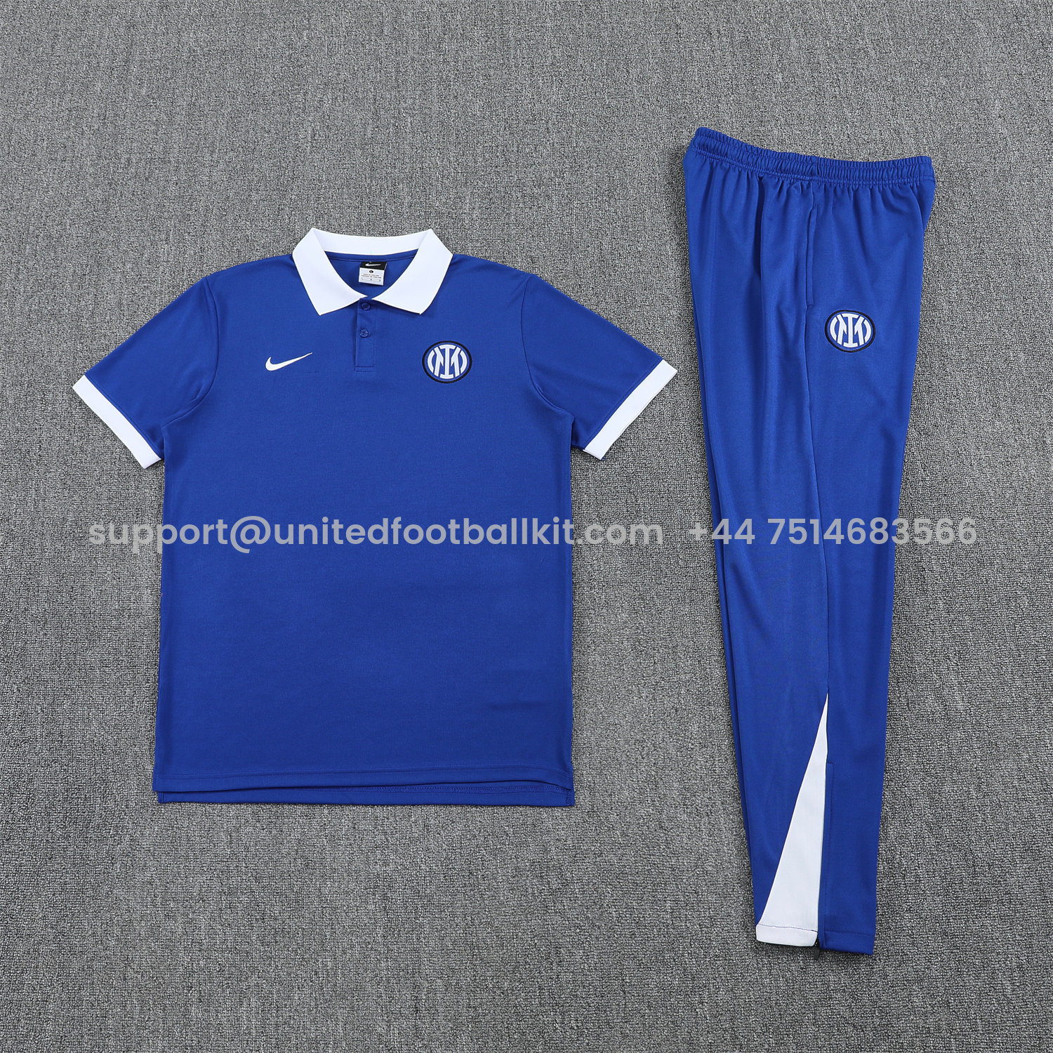 Unitedfootballkit.com | Inter Milan 25-26 POLO Short-Sleeve Training Set - Blue Top and Pants -Customize Name, Number and Patch | Worldwide Shipping