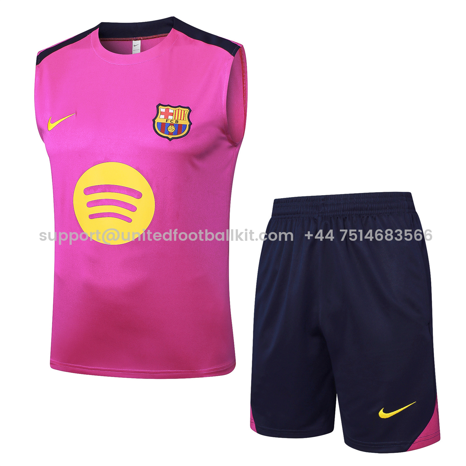 Unitedfootballkit.com | Barcelona 25-26 Vest Training Set - Purple Pink Vest and Black Shorts -Customize Name, Number and Patch | Worldwide Shipping