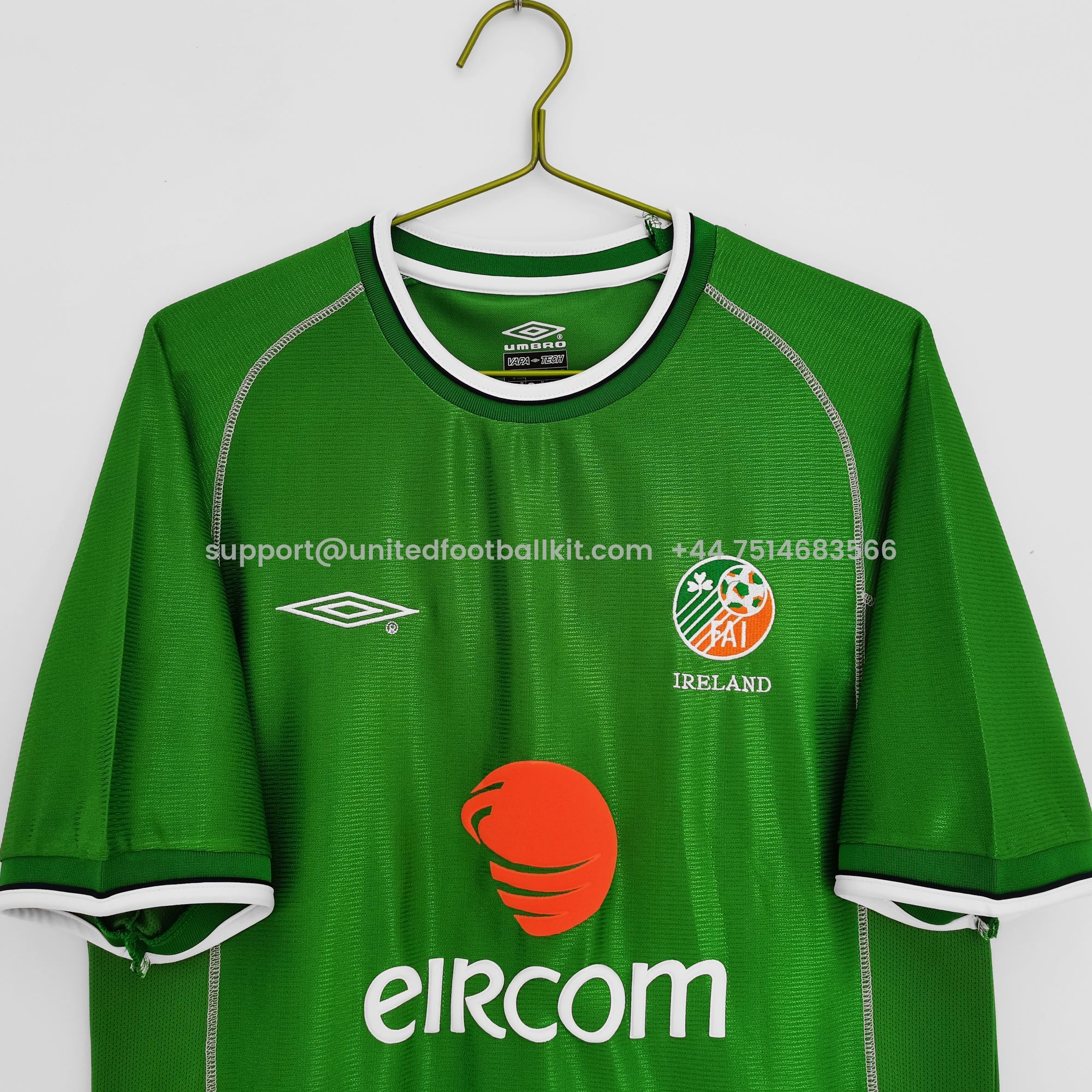 Unitedfootballkit.com | Retro Ireland 2002 Home Stadium Jersey -Customize Name, Number and Patch | Worldwide Shipping