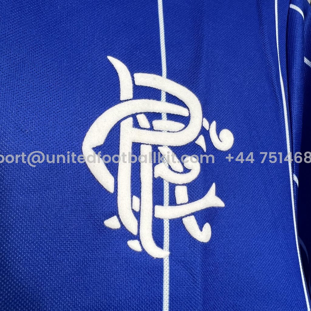 Unitedfootballkit.com | Retro Glasgow Rangers 1982-83 Home Stadium Jersey -Customize Name, Number and Patch | Worldwide Shipping
