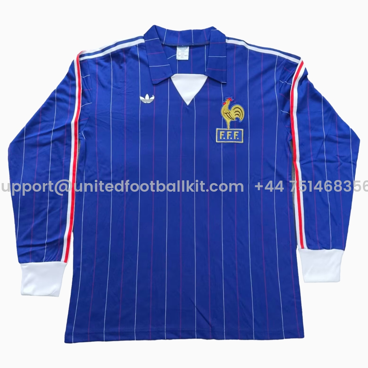 Unitedfootballkit.com | Retro France 1982 Home Long Sleeves Jersey -Customize Name, Number and Patch | Worldwide Shipping