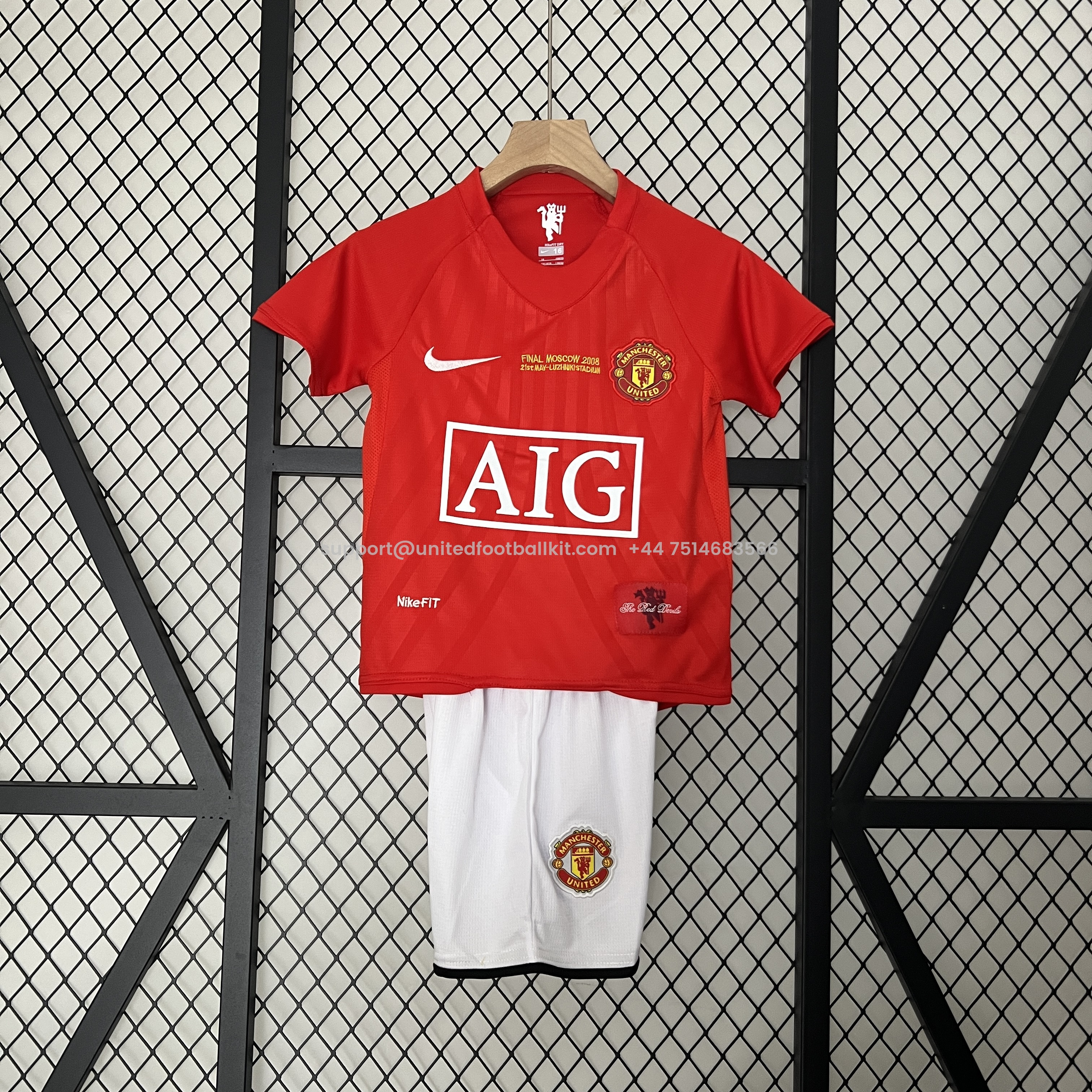 Unitedfootballkit.com | Retro Manchester United 2007-08 Home Stadium Kids Kit -Customize Name, Number and Patch | Worldwide Shipping