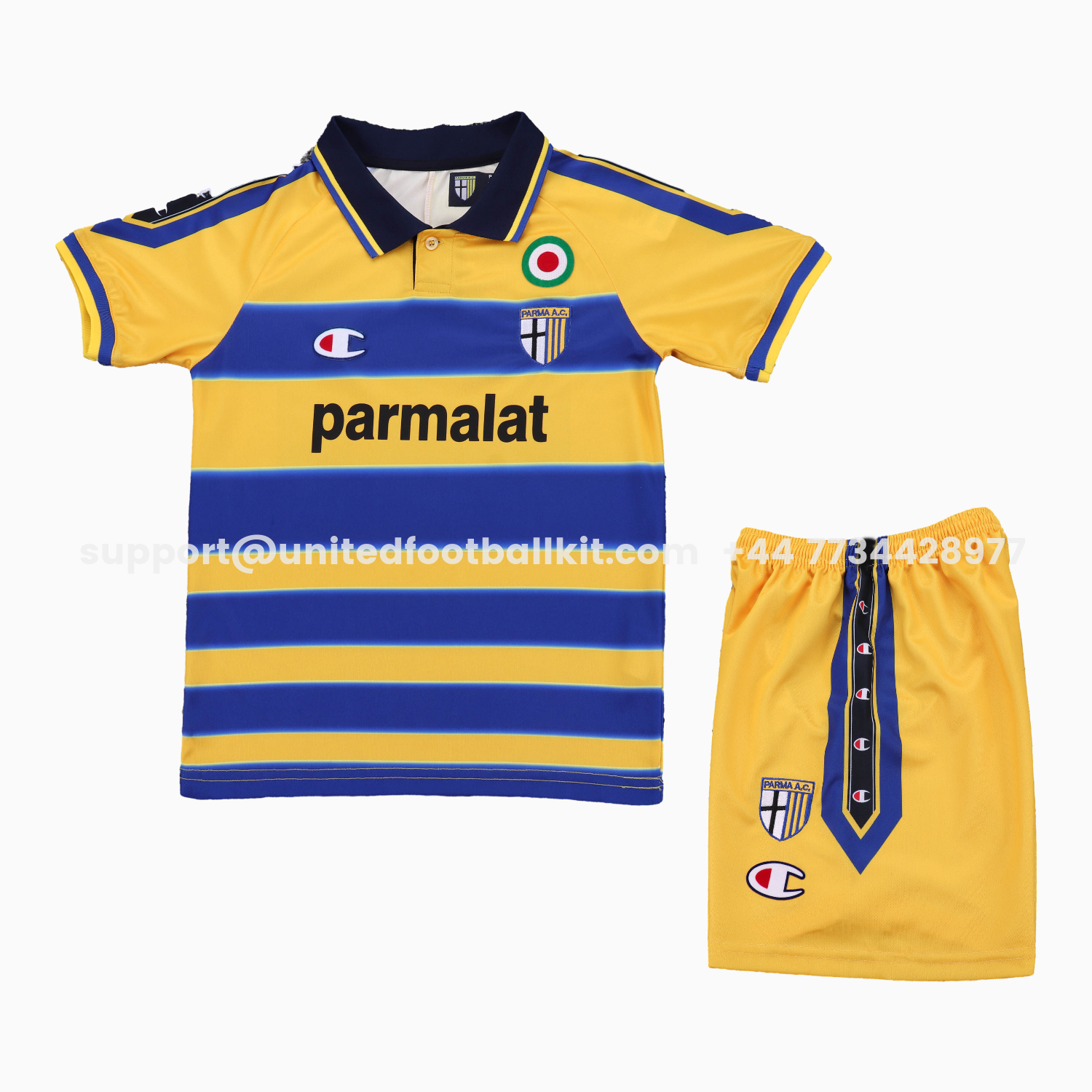 Unitedfootballkit.com | Retro Parma 1999-00 Home Kids Kit -Customize Name, Number and Patch | Worldwide Shipping