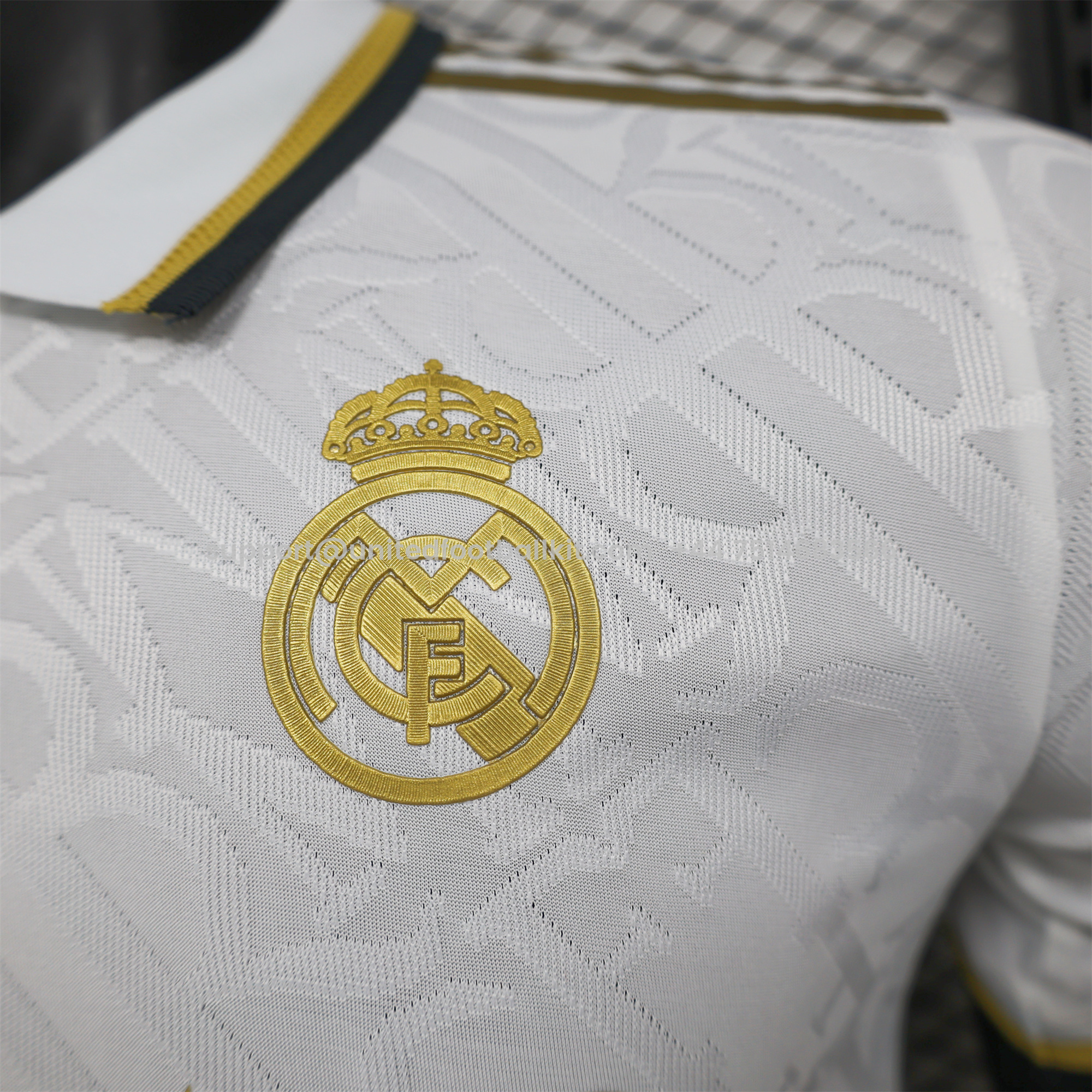 Unitedfootballkit.com | Real Madrid 24-25 White Gold Special Edition Jersey - Player Version -Customize Name, Number and Patch | Worldwide Shipping