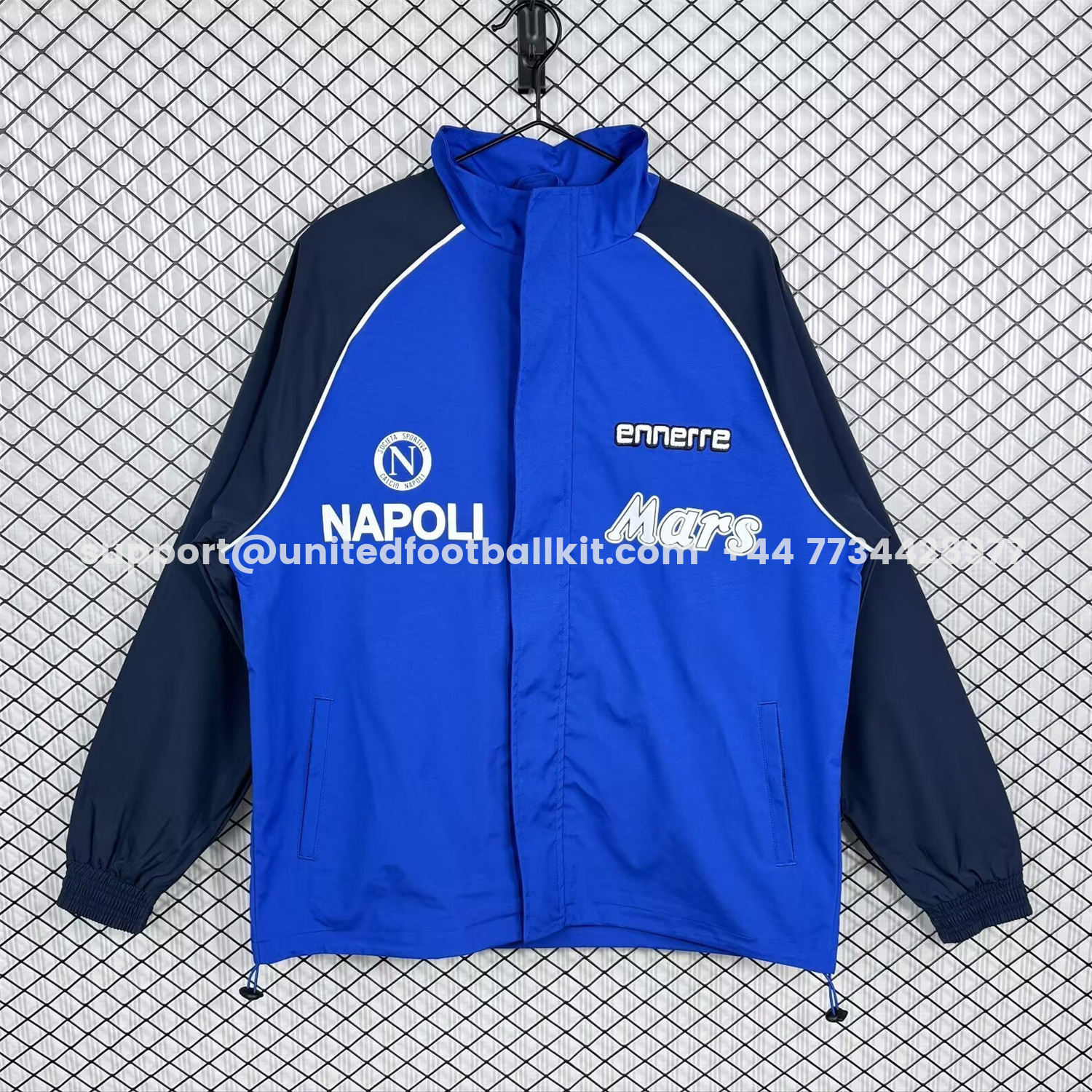 Unitedfootballkit.com | Retro Napoli 1989-90 Blue And Black Windbreaker -Customize Name, Number and Patch | Worldwide Shipping