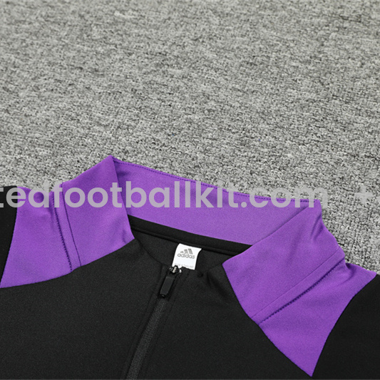 Unitedfootballkit.com | Real Madrid 24-25 Long Sleeve Training Set - Black and Purple -Customize Name, Number and Patch | Worldwide Shipping
