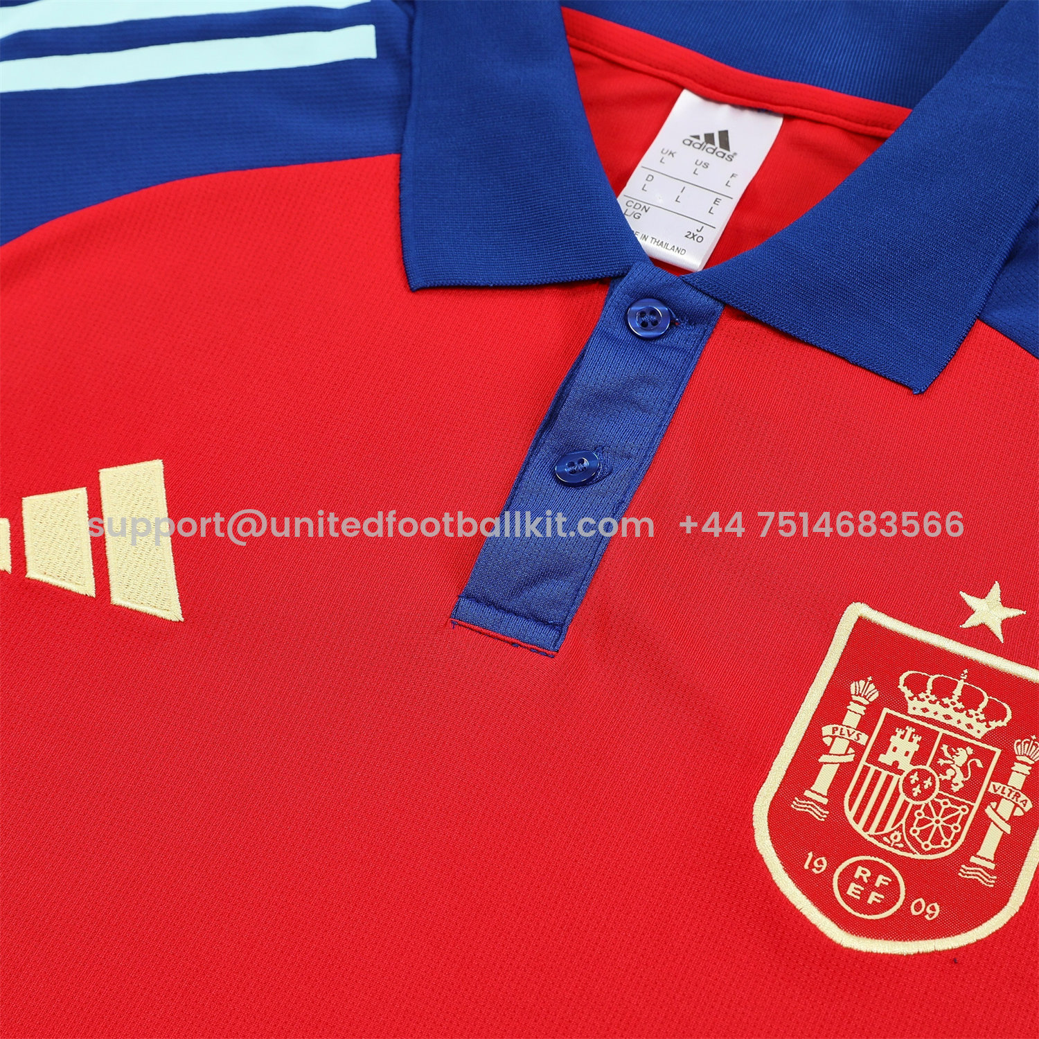 Unitedfootballkit.com | Spain 25-26 POLO Short-Sleeve Training Set - Red Top and Blue Pants -Customize Name, Number and Patch | Worldwide Shipping