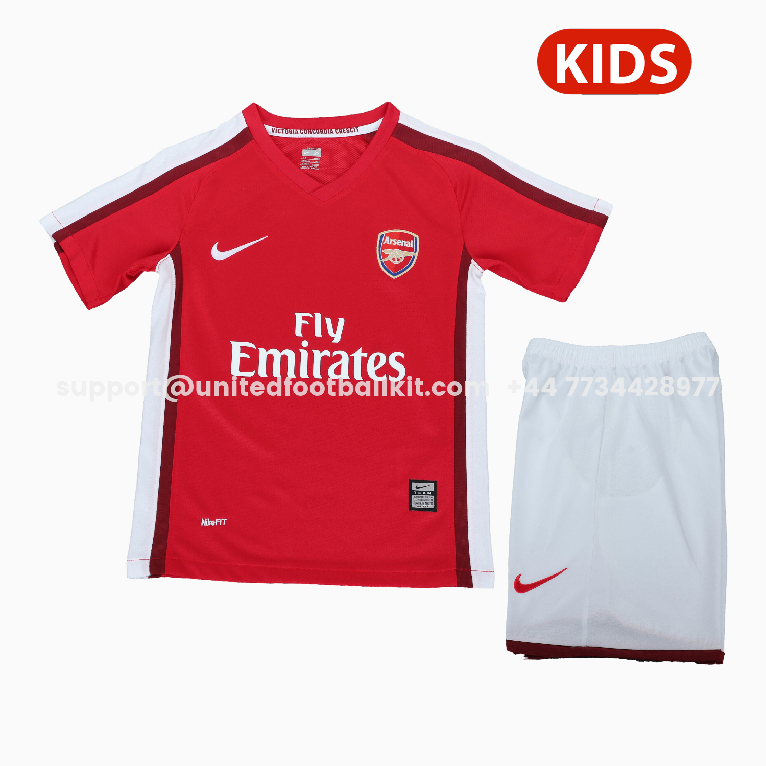 Unitedfootballkit.com | Retro Arsenal 2008-10 Home Kids Kit -Customize Name, Number and Patch | Worldwide Shipping