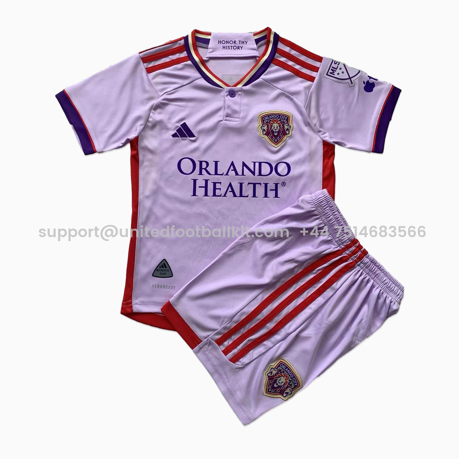 Unitedfootballkit.com | Orlando City 2024 Away Stadium Kids Kit -Customize Name, Number and Patch | Worldwide Shipping