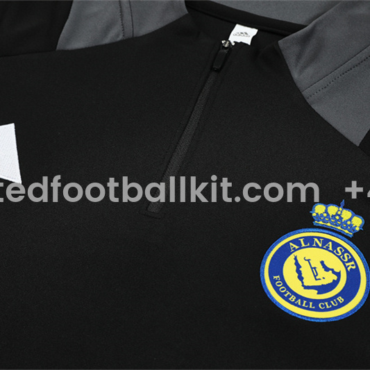 Unitedfootballkit.com | Al Nassr Riyadh Victory 24-25 Long Sleeve Training Set - Black -Customize Name, Number and Patch | Worldwide Shipping