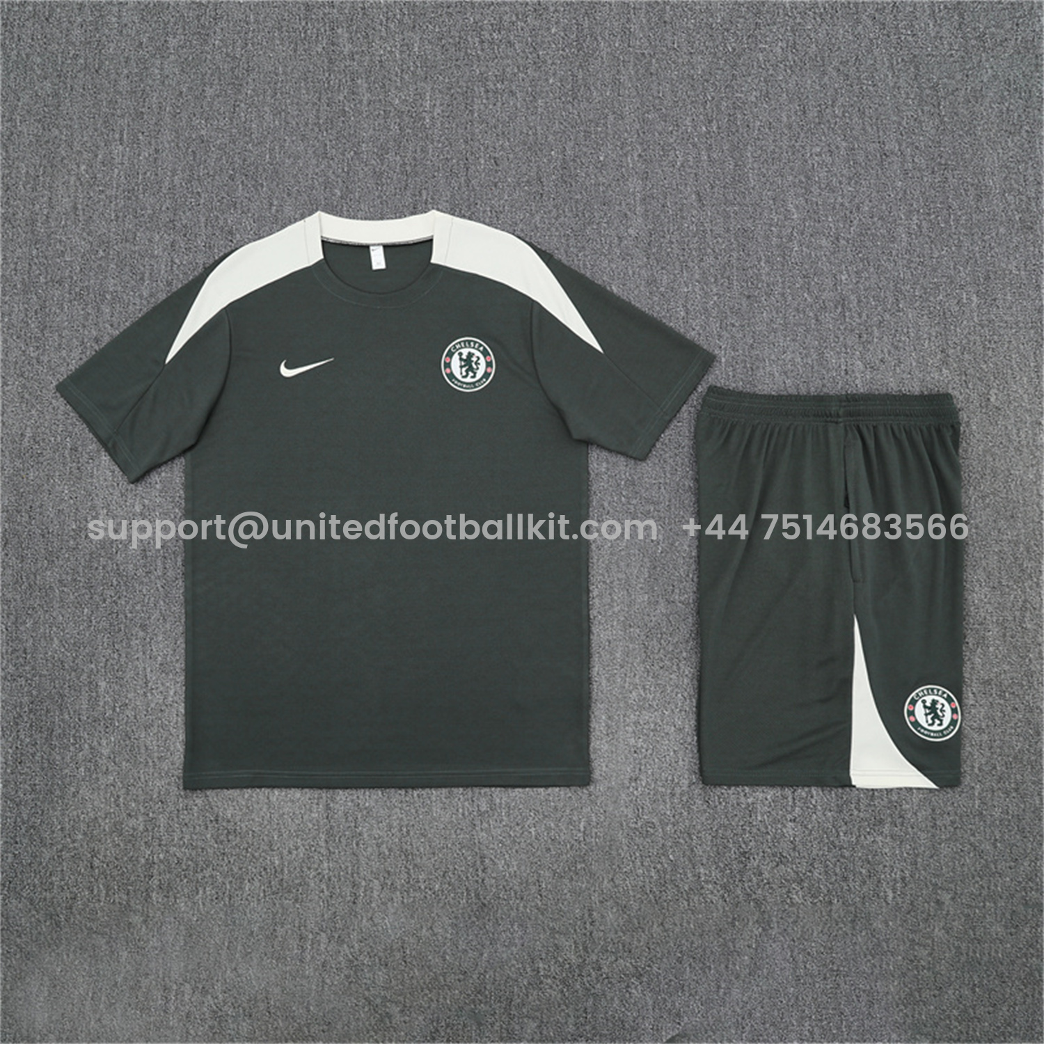 Unitedfootballkit.com | C.H.E.L.S.E.A 25-26 Short-Sleeve Training Set - Army Green Top & Army Green Shorts -Customize Name, Number and Patch | Worldwide Shipping